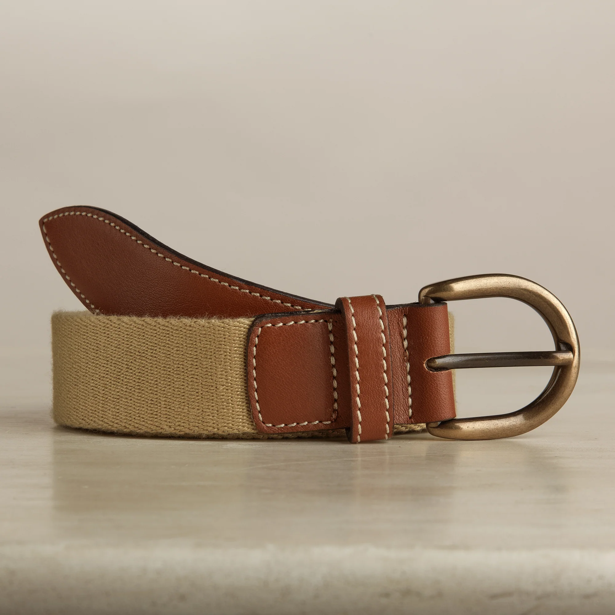Webbing Belt In Beige