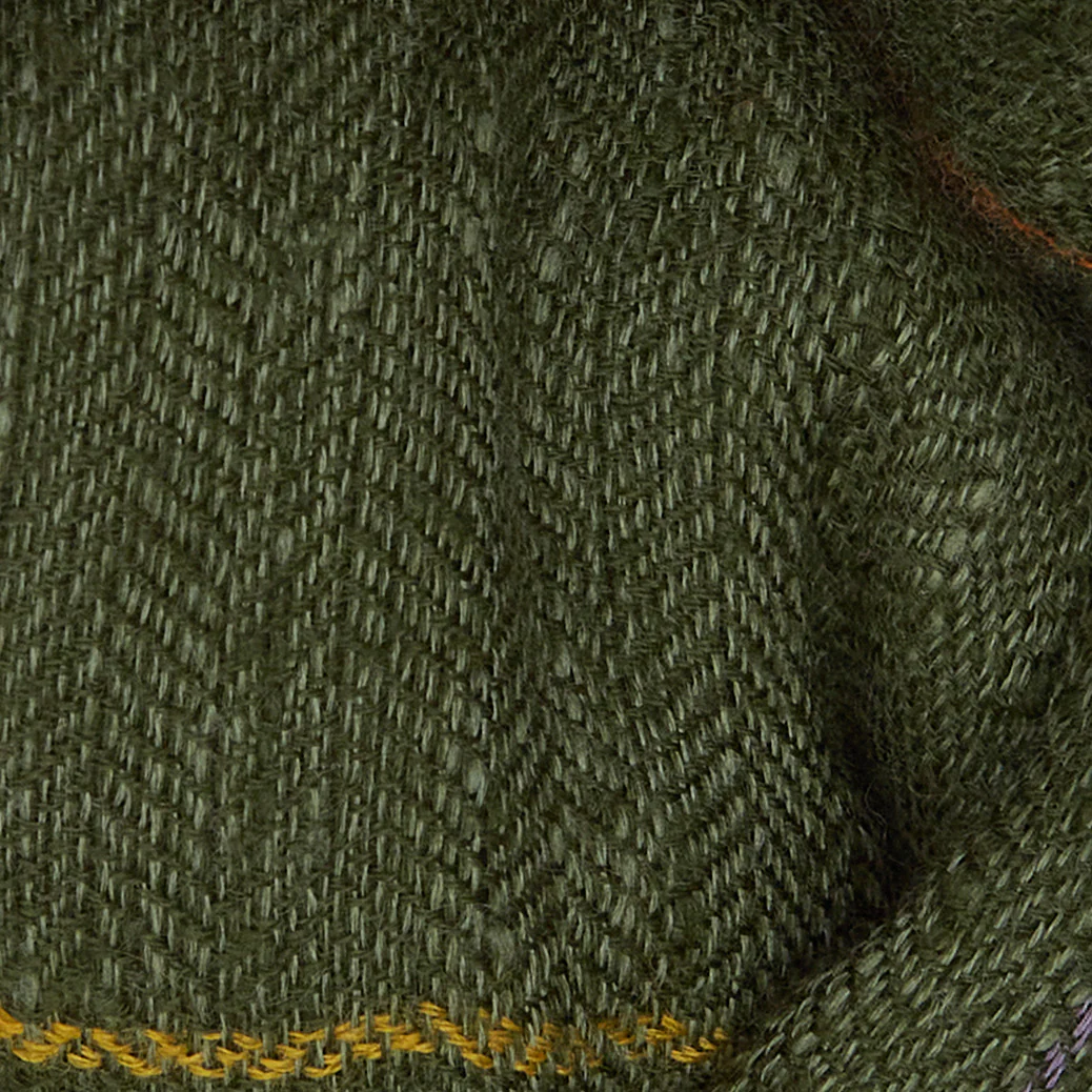 Windowpane Check Cashmere Scarf In Green And Lilac - Image 4