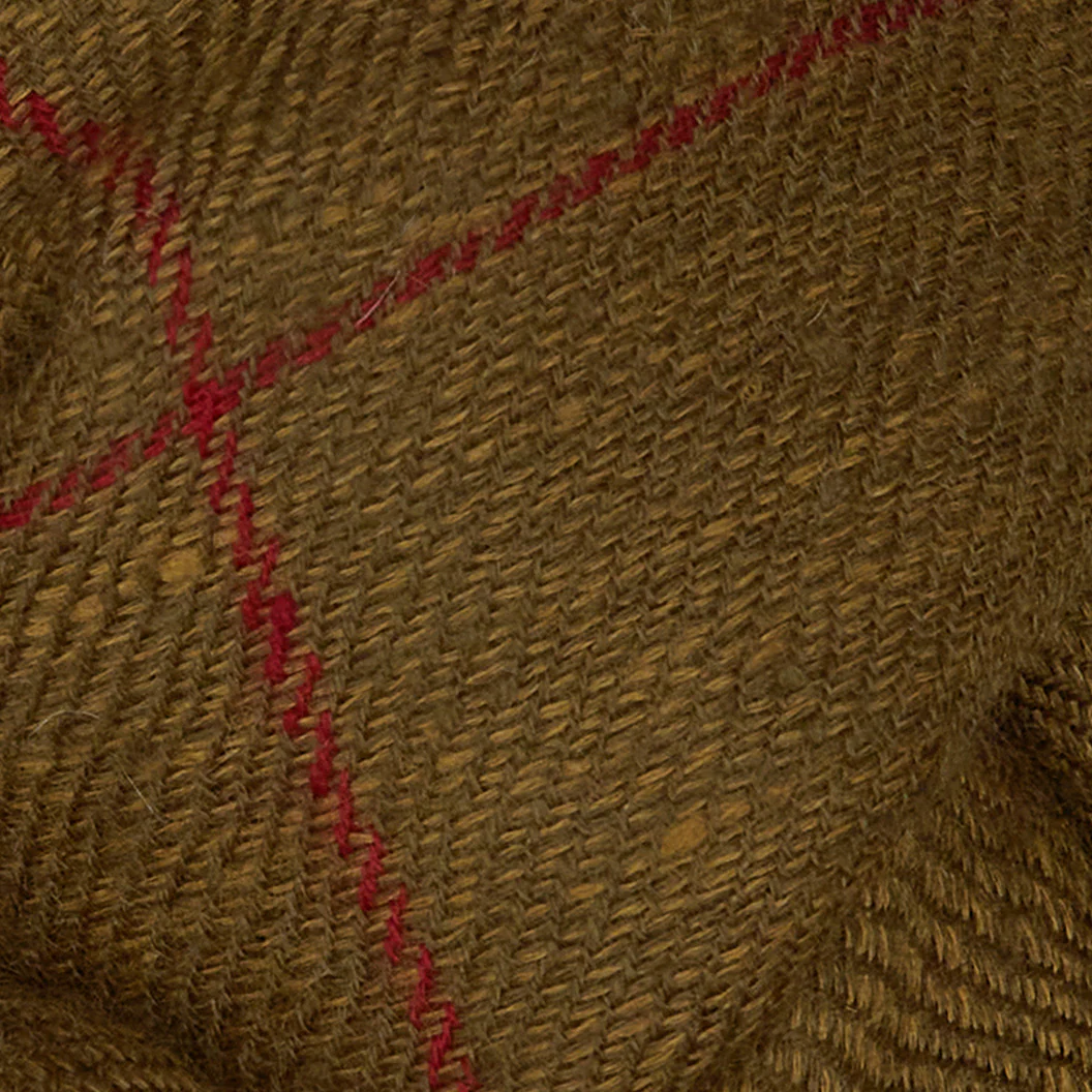 Windowpane Check Cashmere Scarf In Moss And Red - Image 4