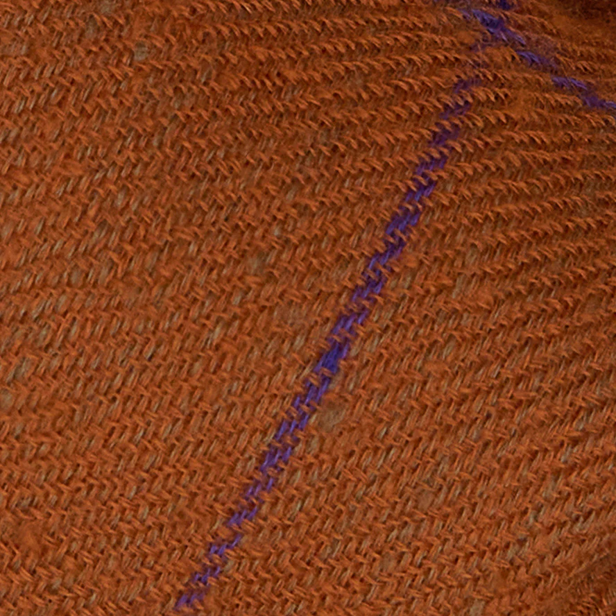 Windowpane Check Cashmere Scarf In Rust And Blue - Image 4