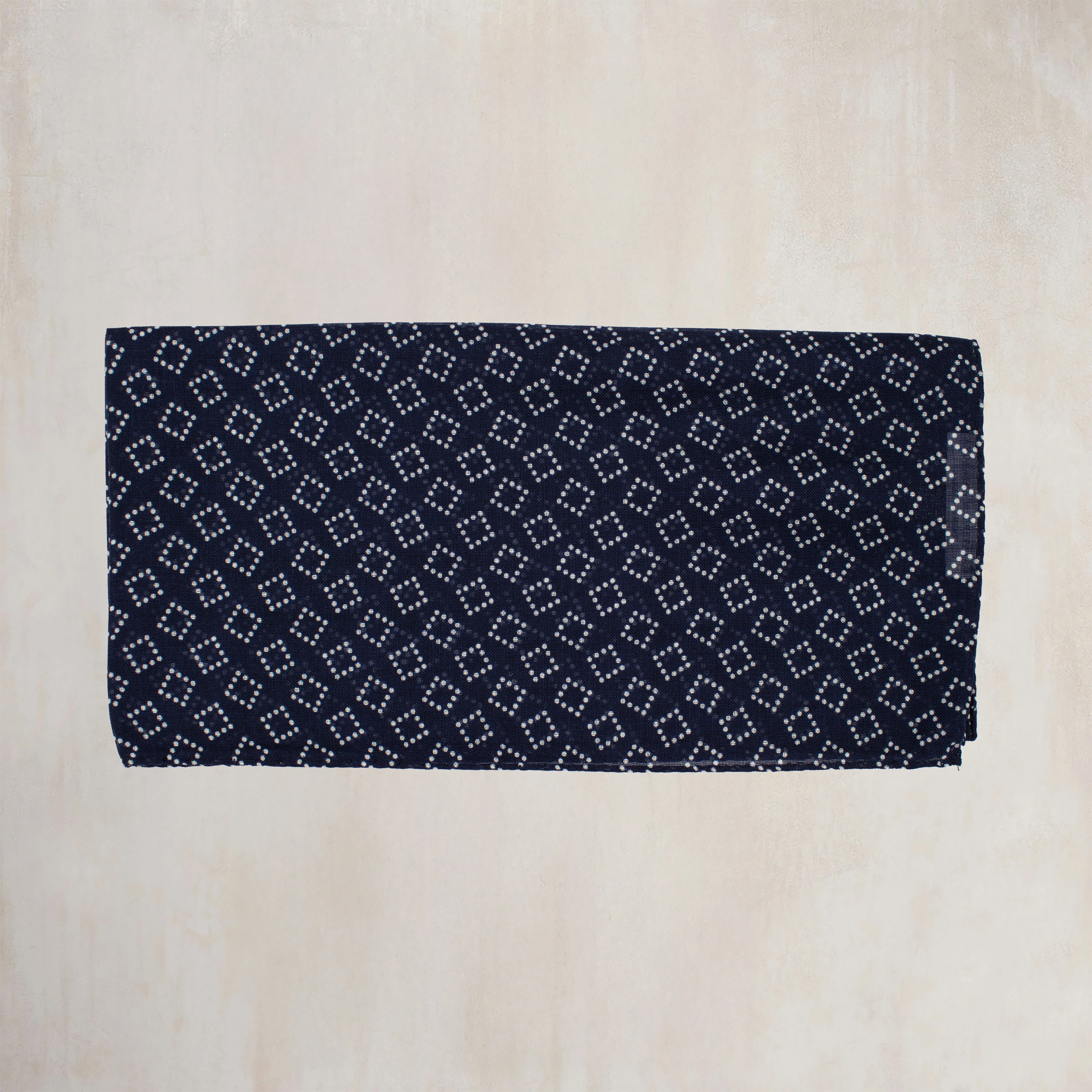 Wool And Silk Dotted Square Neckerchief in Navy - Image 2