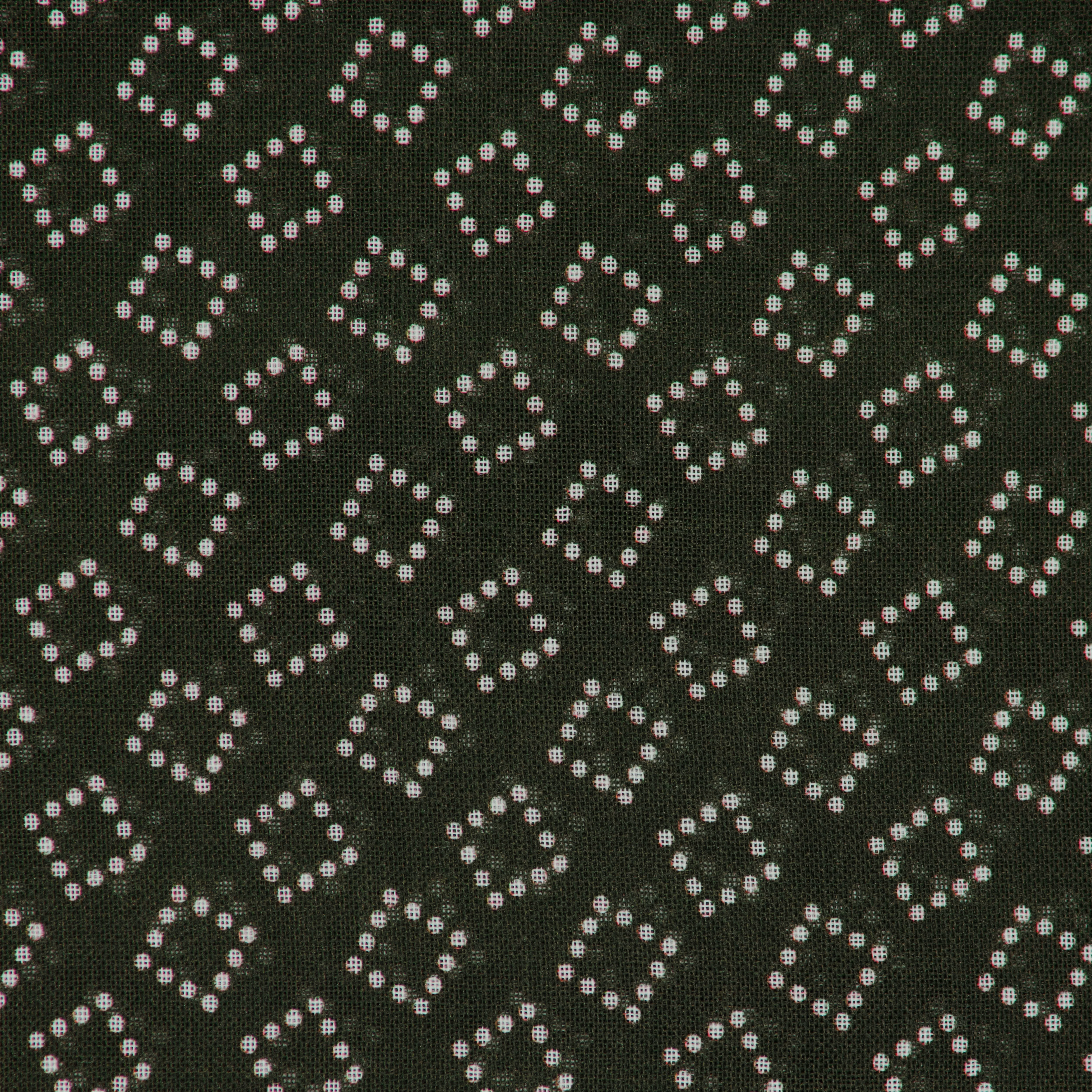 Wool and Silk Dotted Squares Scarf in Dark Green - Image 2