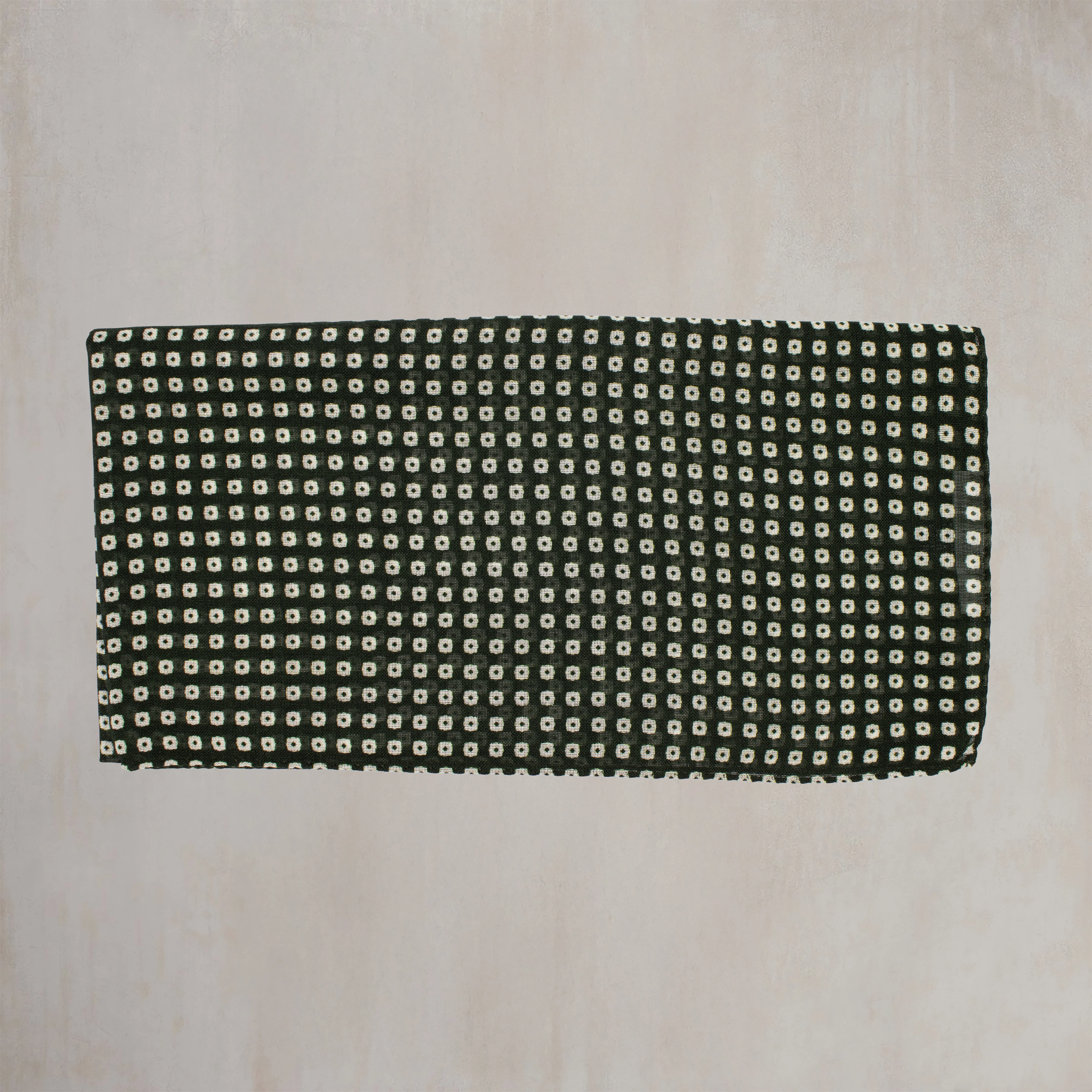 Wool And Silk Mini Squares Neckerchief in Dark Green - Image 2