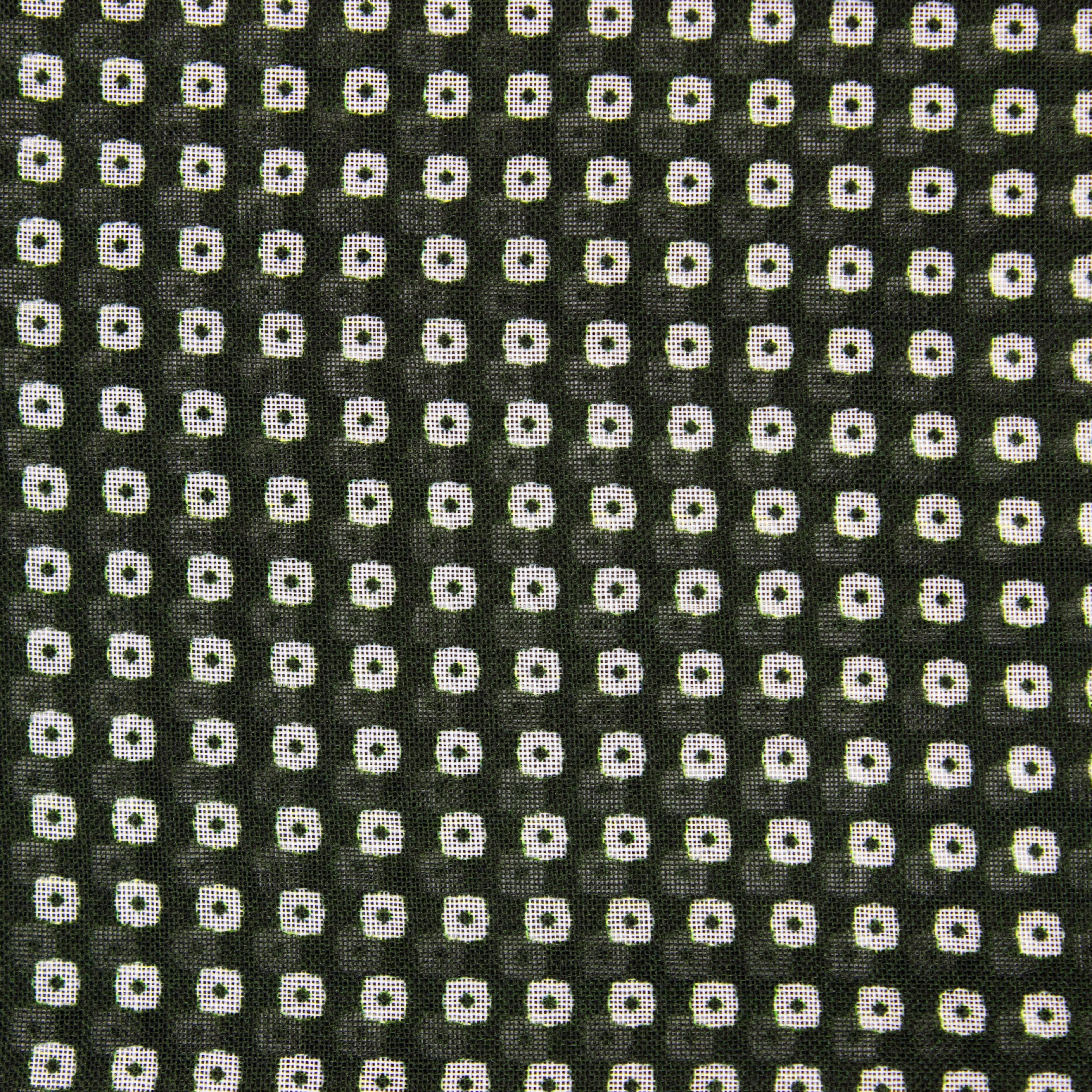 Wool and Silk Mini Squares Scarf in Dark Green - Image 2
