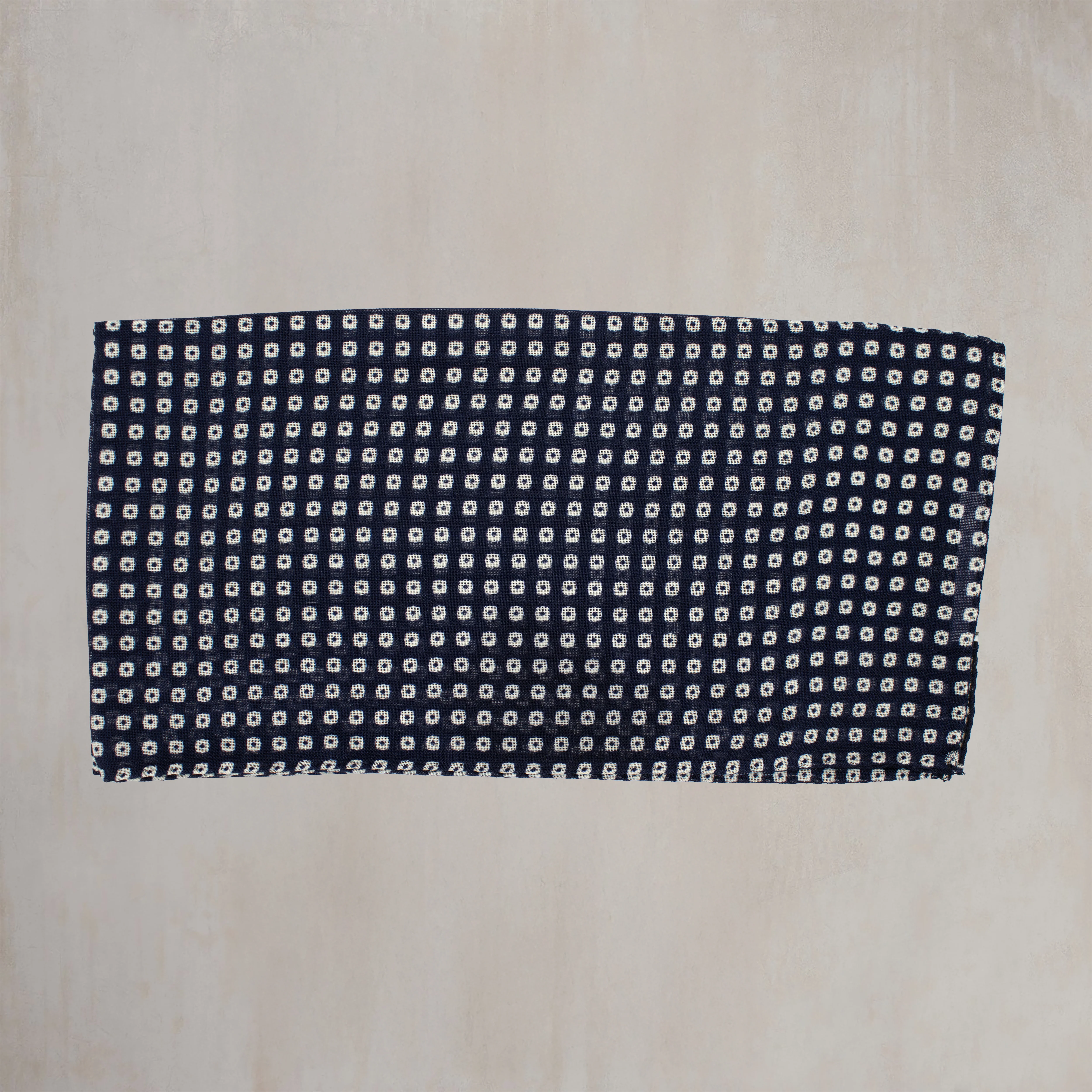 Wool and Silk Mini Squares Scarf in Navy