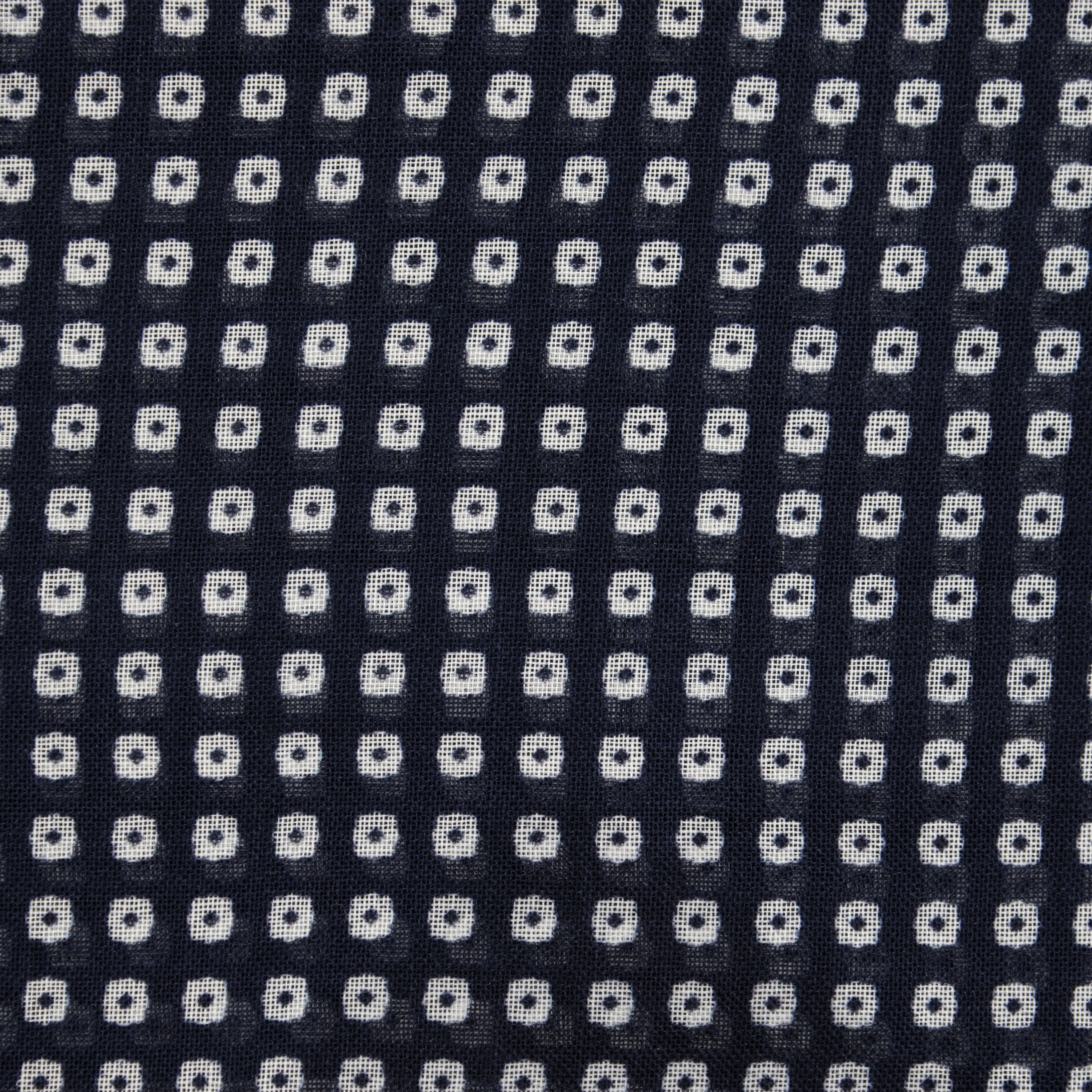 Wool and Silk Mini Squares Scarf in Navy - Image 2