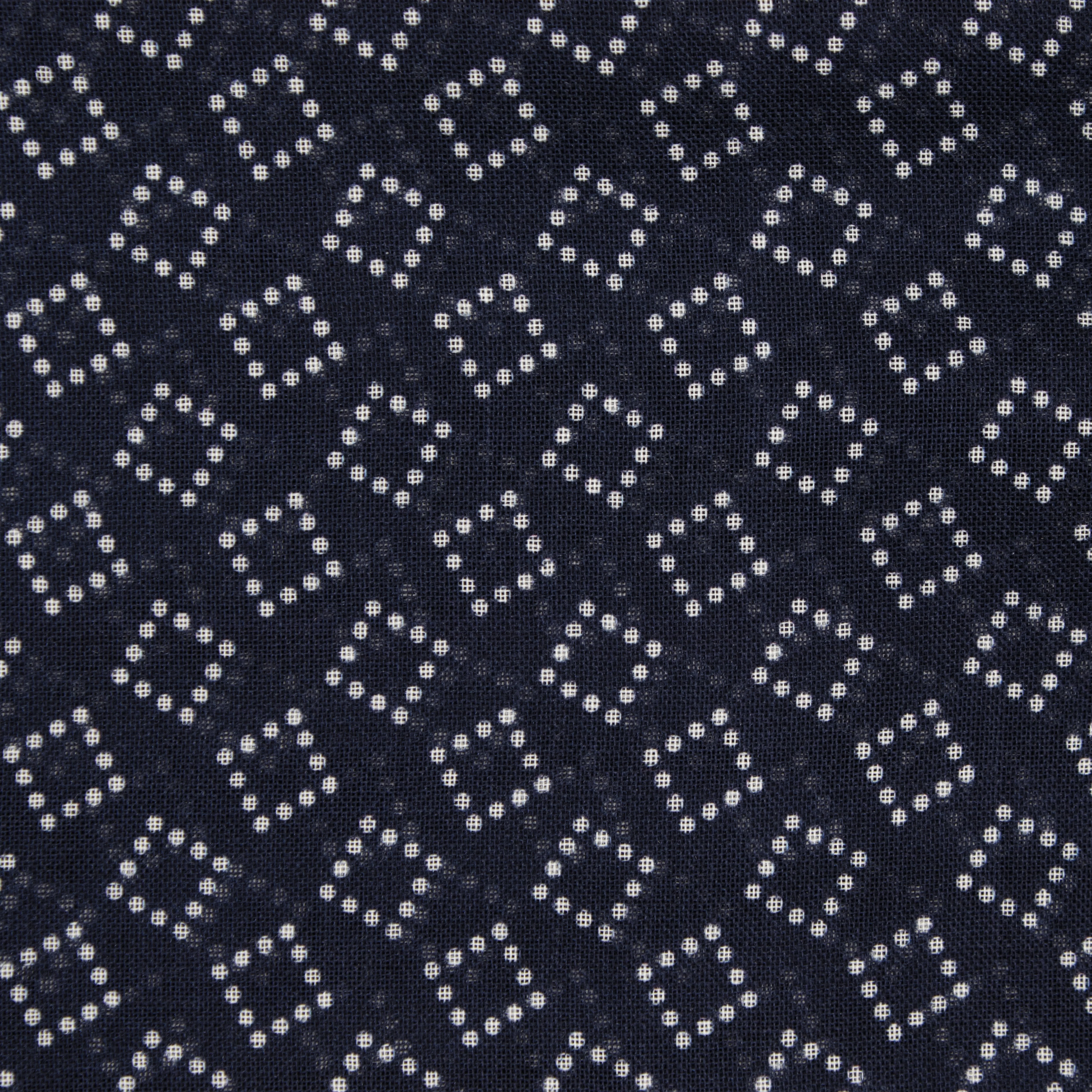 Wool and Silk Dotted Squares Scarf in Navy - Image 2