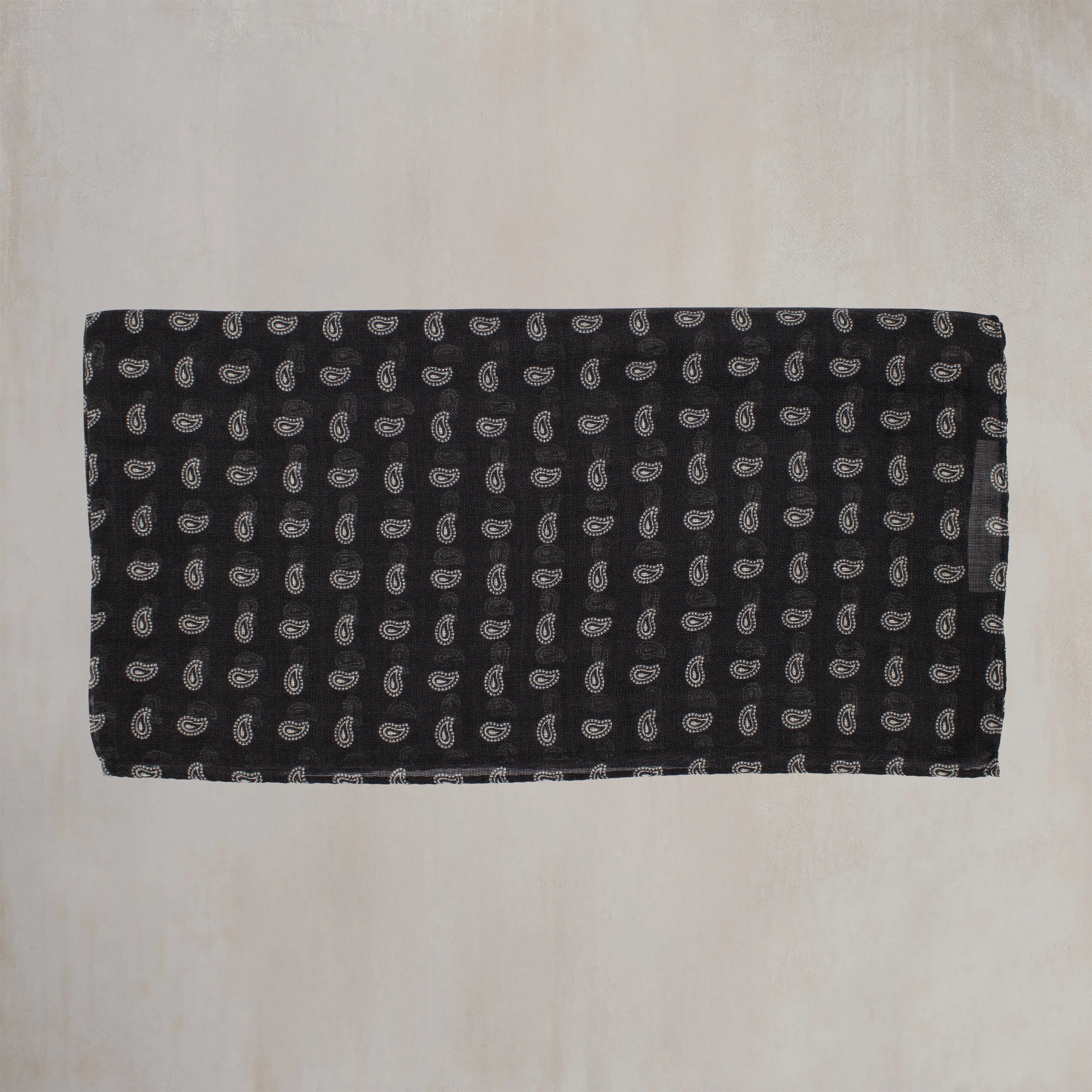 Wool and Silk Paisley Neckerchief in Black - Image 2