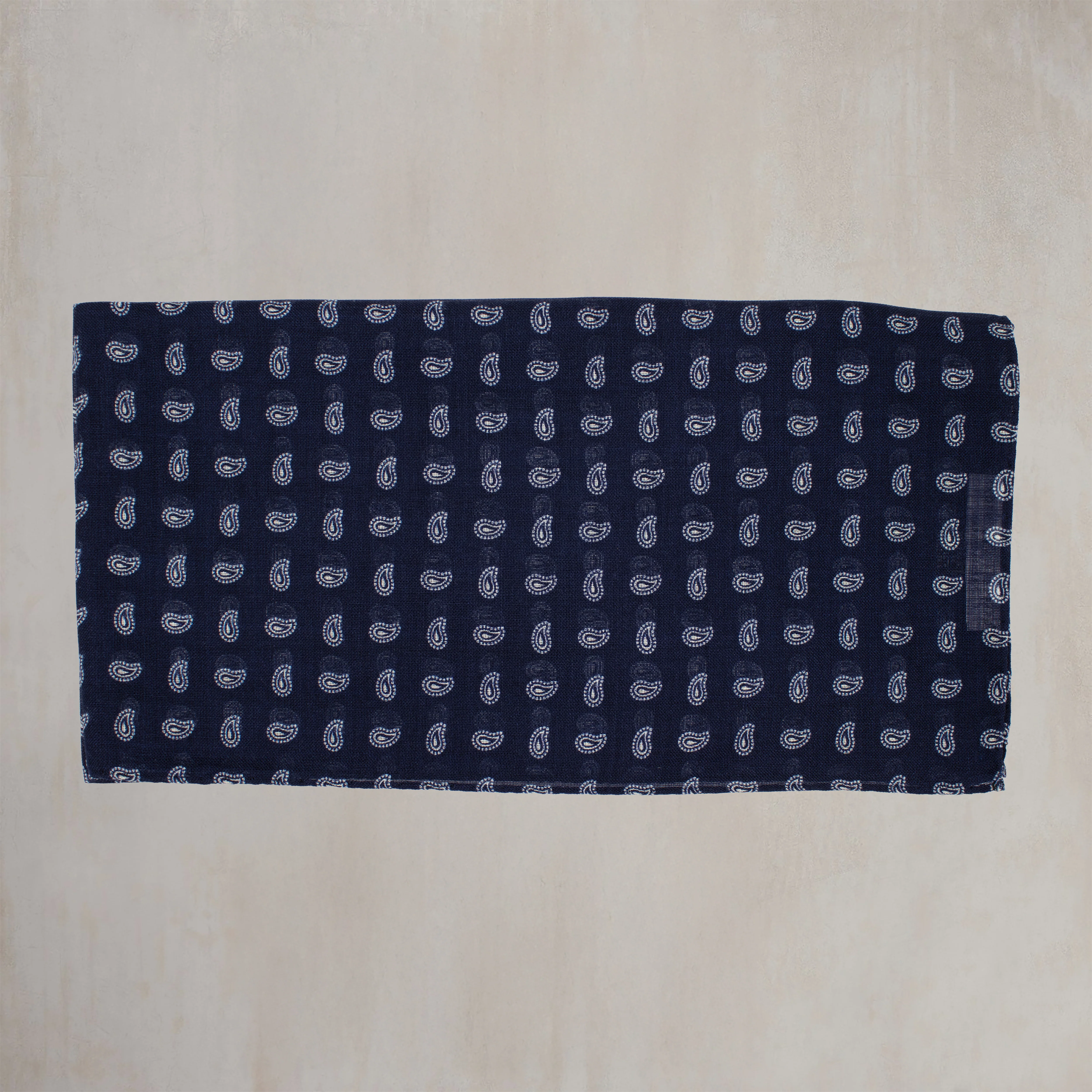 Wool and Silk Paisley Neckerchief in Navy - Image 2