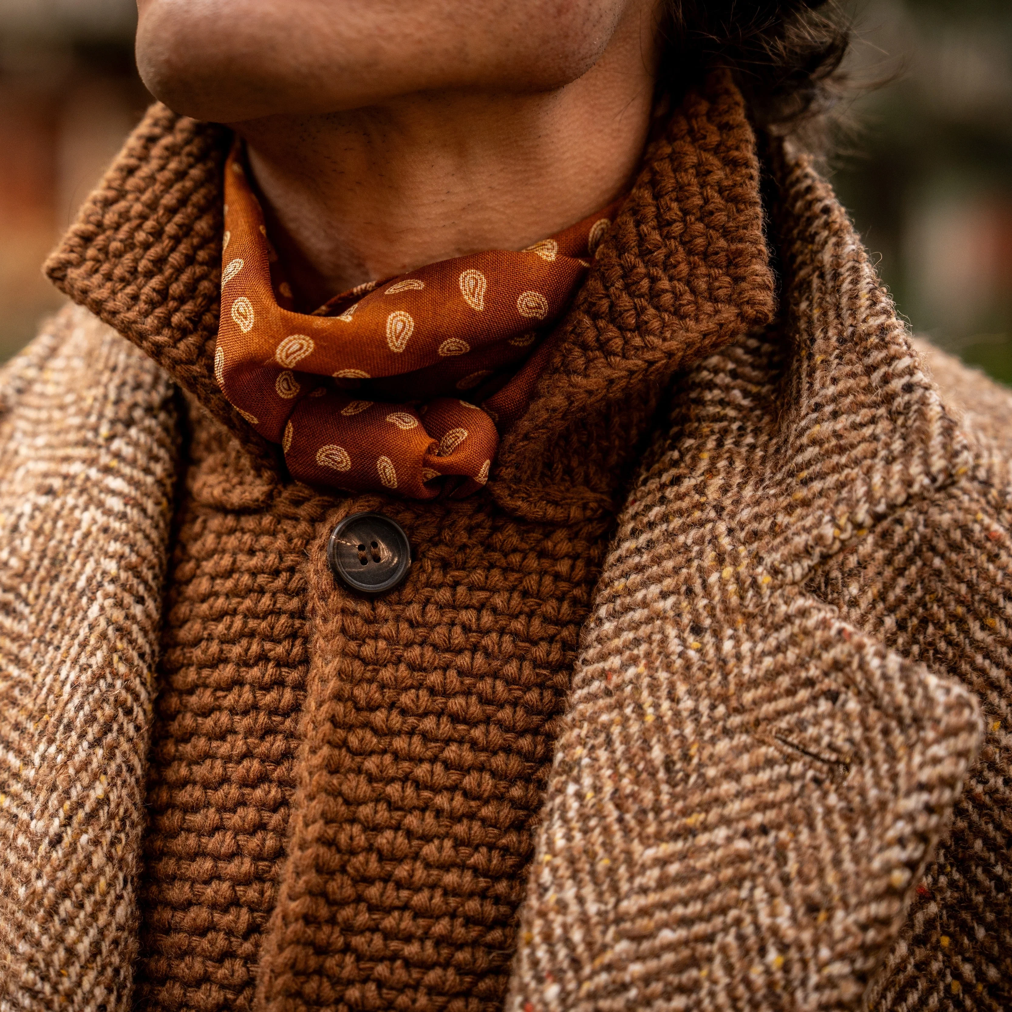 Wool and Silk Paisley Scarf  in Gold - Image 2