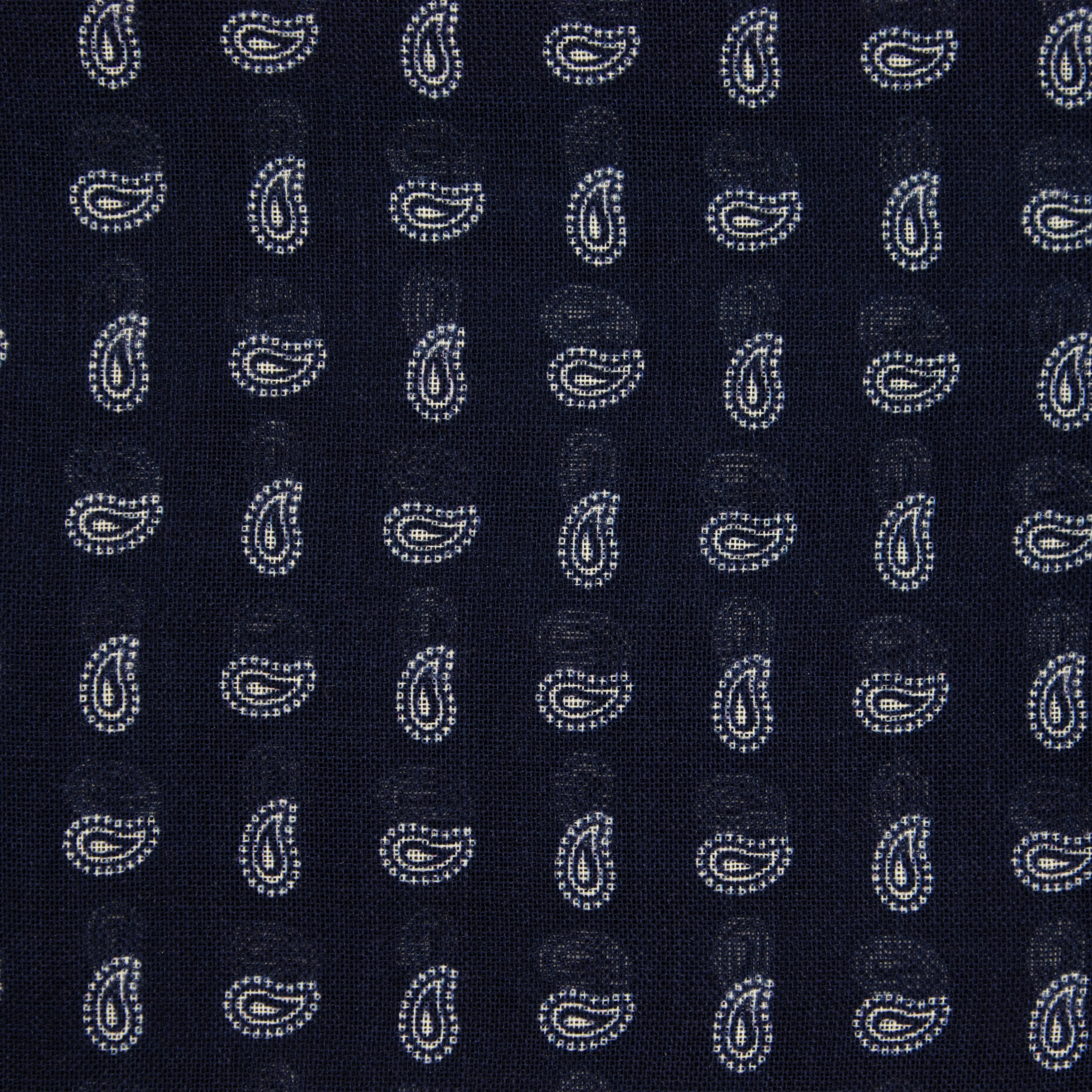 Wool And Silk Pocket Square with Paisley in Navy - Image 3