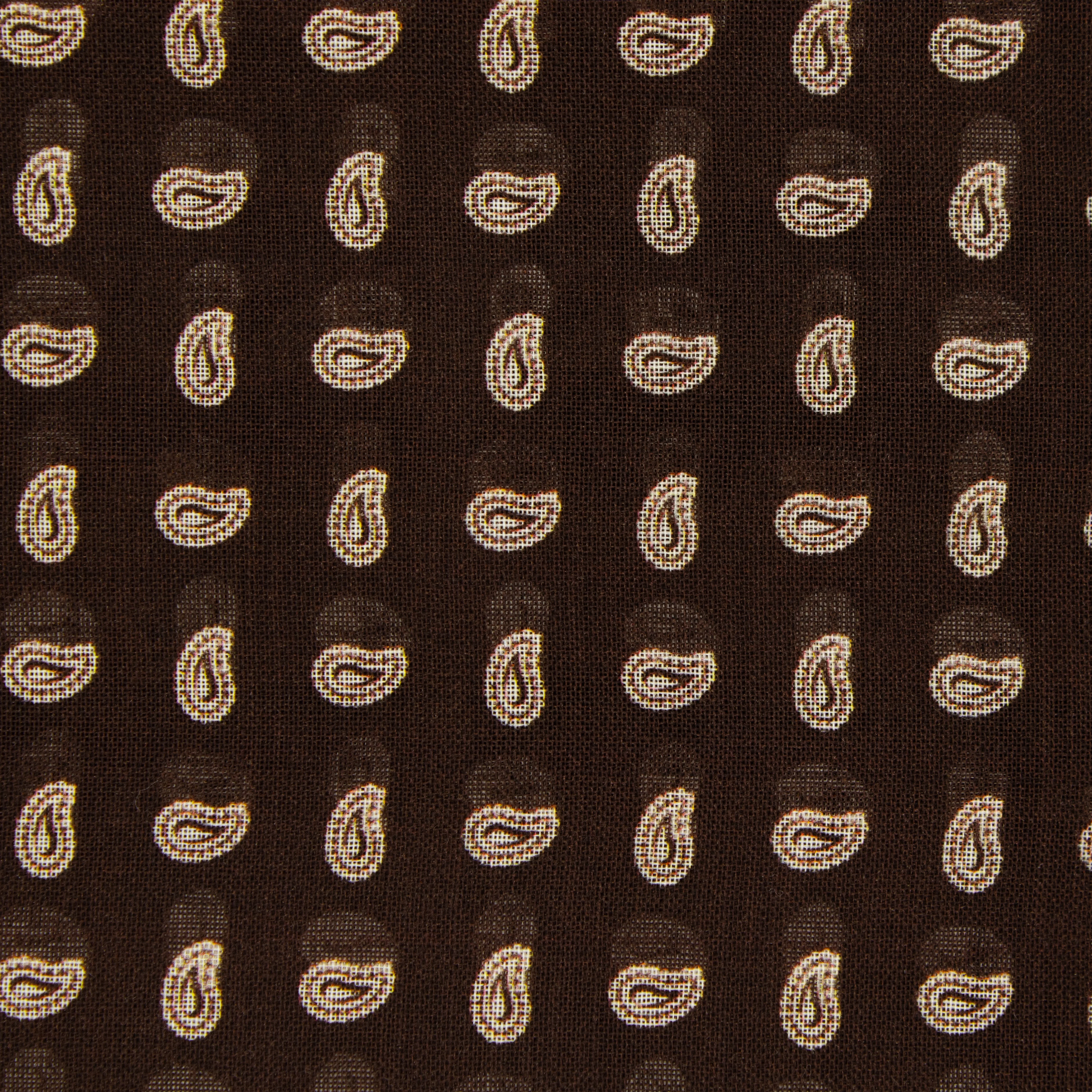 Wool And Silk Pocket Square with Paisley in Chocolate - Image 3