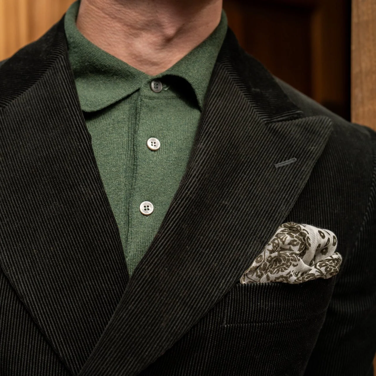 Wool And Cashmere Polo Shirt In Dark Green - Image 2
