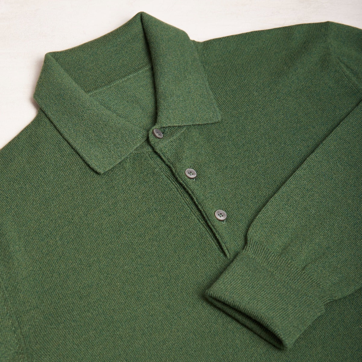 Wool And Cashmere Polo Shirt In Dark Green - Image 4