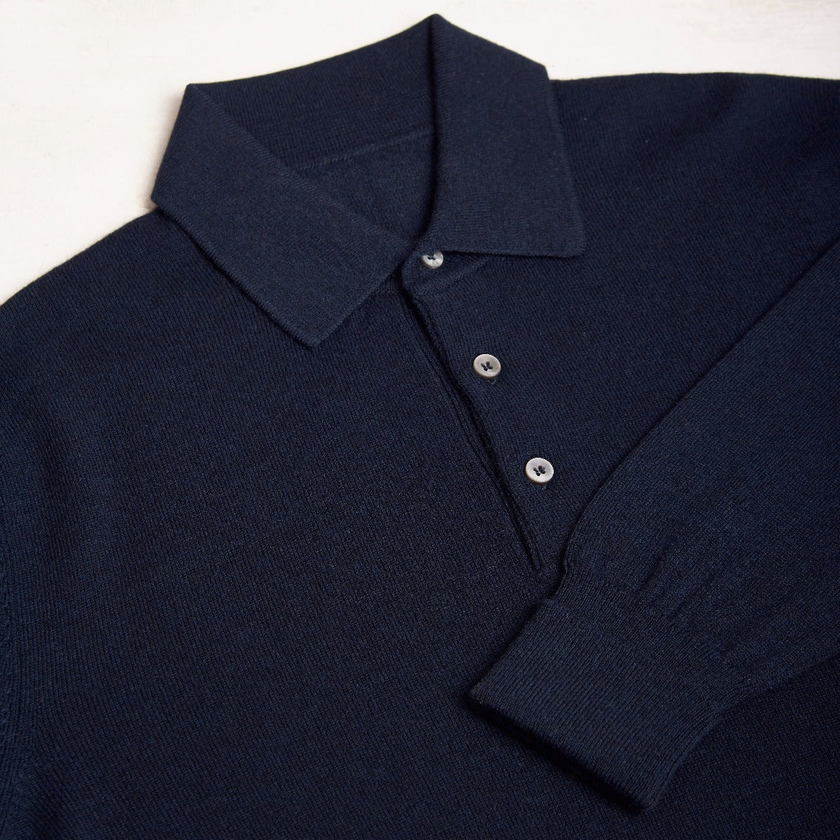 Wool And Cashmere Polo Shirt In Navy - Image 3