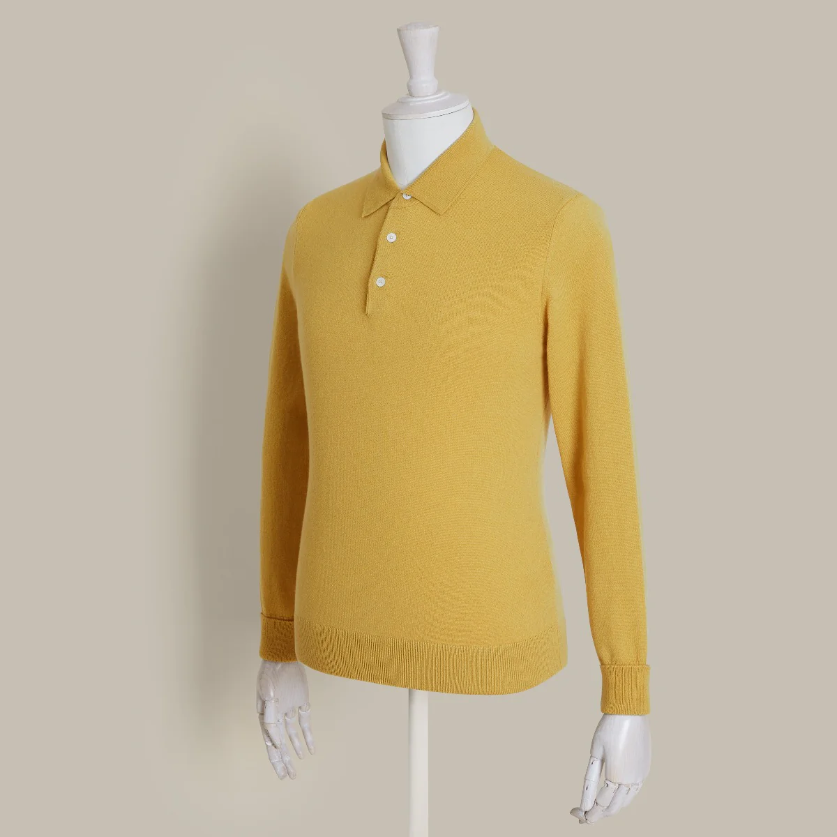 Wool And Cashmere Polo Shirt In Yellow - Image 5