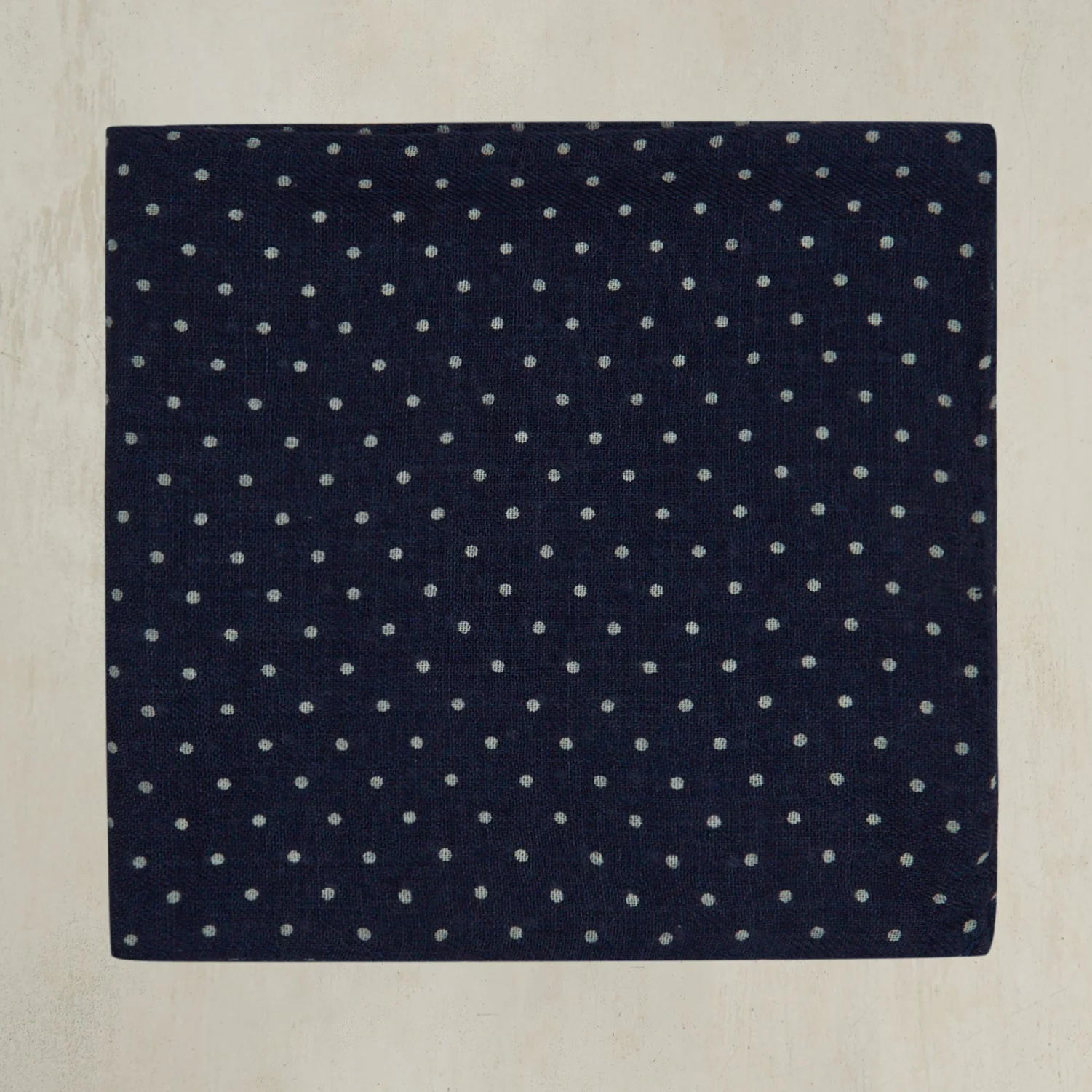 Wool and Cashmere Spotted Pocket Square In Navy - Image 2