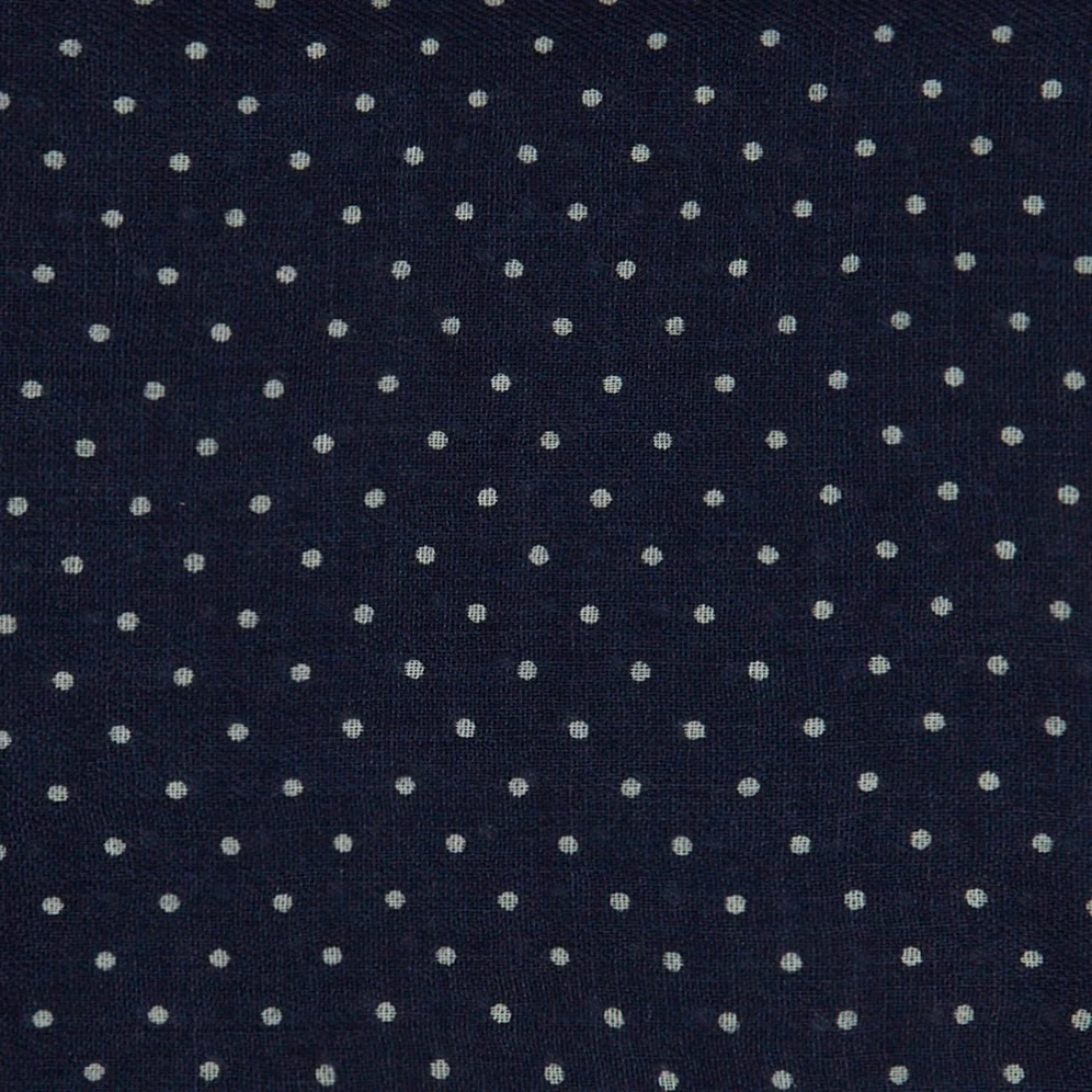 Wool and Cashmere Spotted Pocket Square In Navy - Image 3