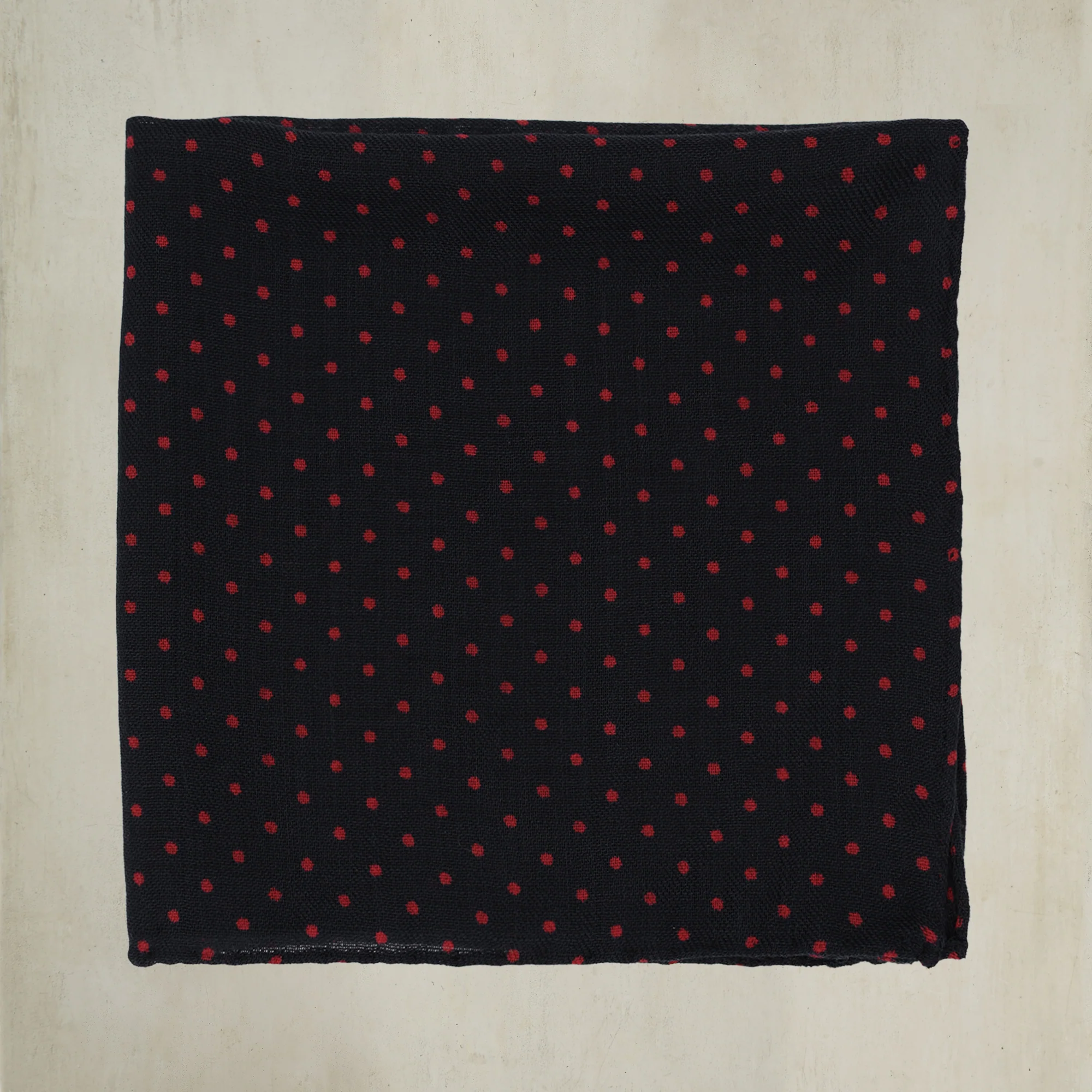 Wool and Cashmere Spotted Pocket Square in Red - Image 2