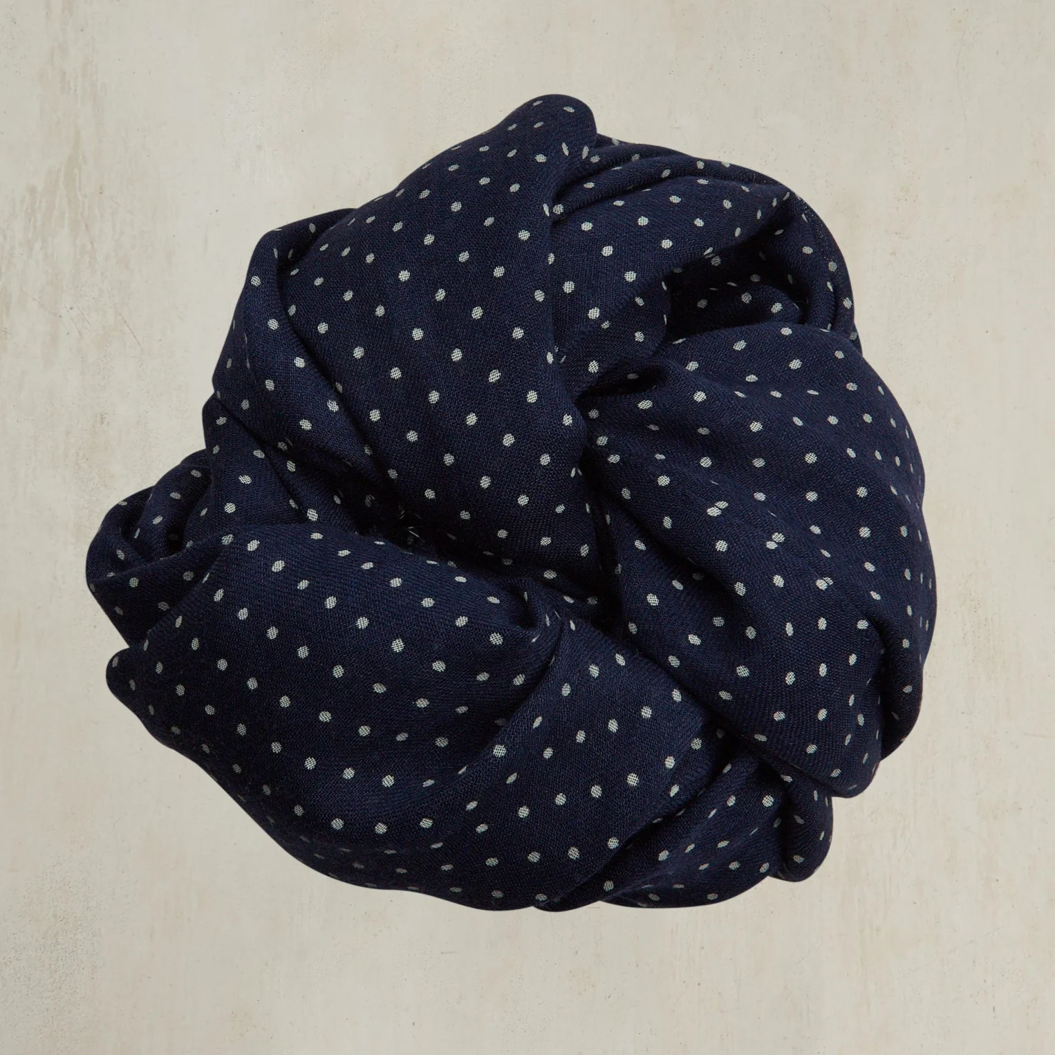 Wool And Cashmere Spotted Scarf In Navy