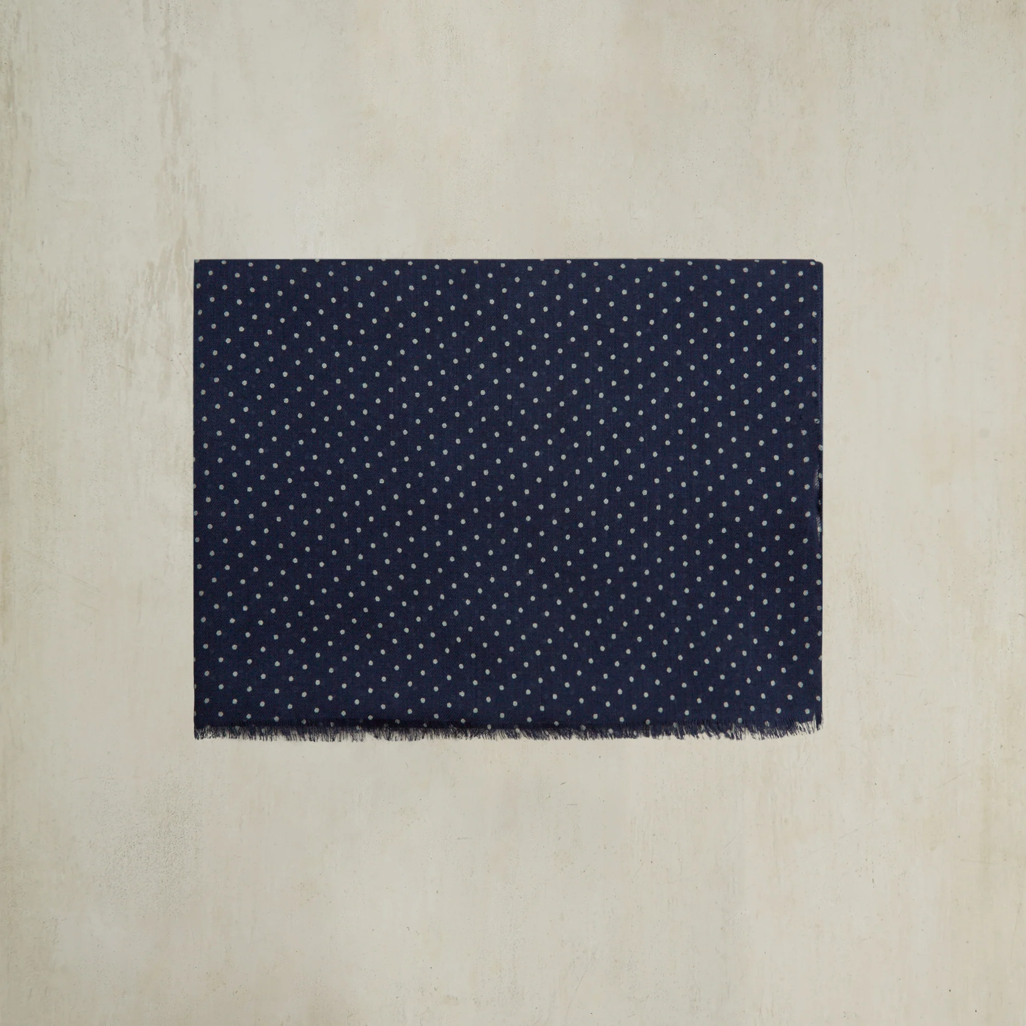 Wool And Cashmere Spotted Scarf In Navy - Image 3