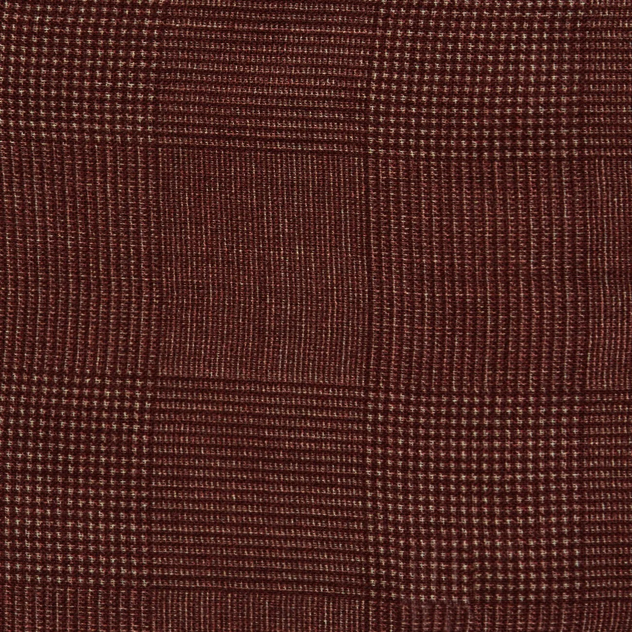 Wool And Silk Glen Check Pocket Square In Burgundy - Image 3