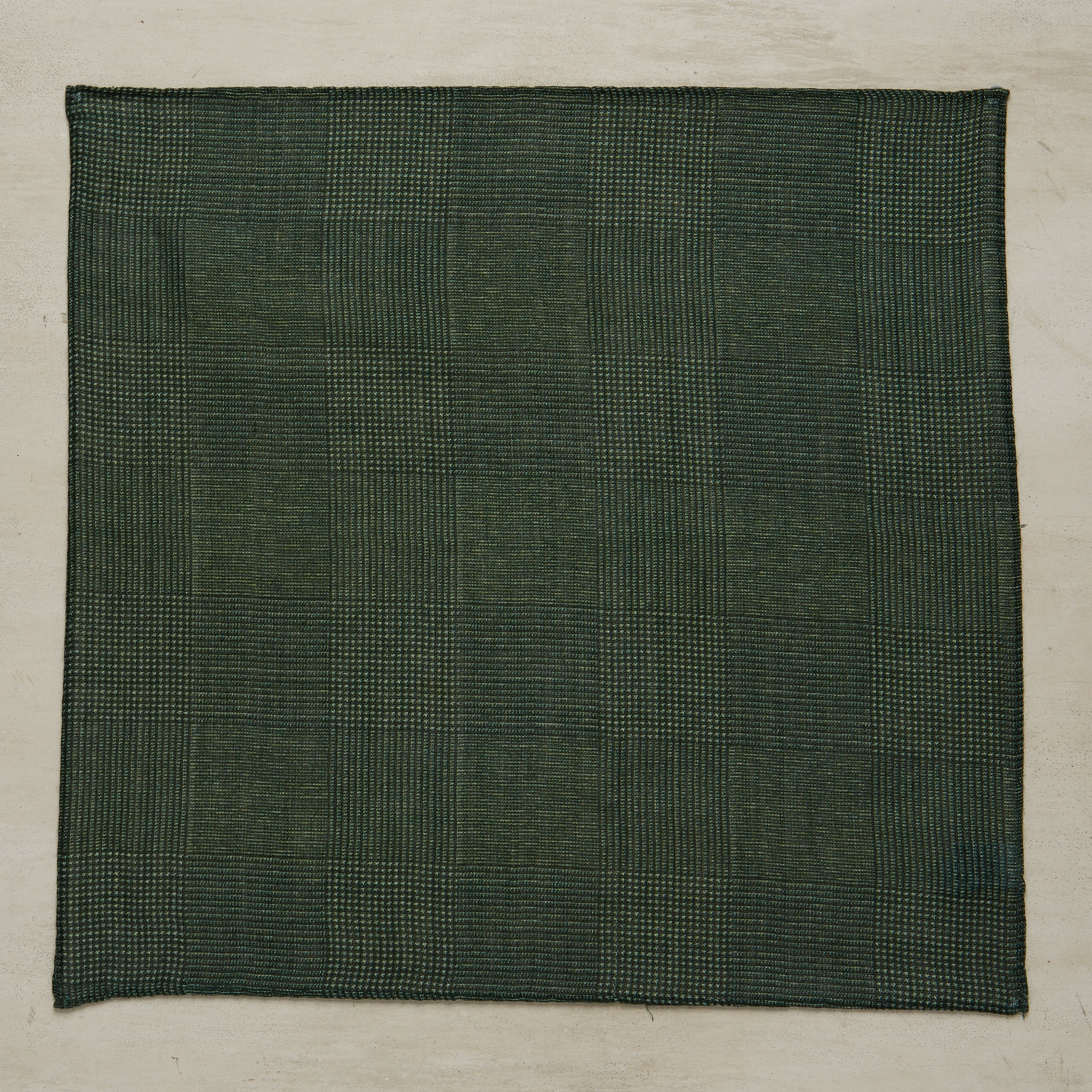 Wool And Silk Glen Check Pocket Square In Dark Green