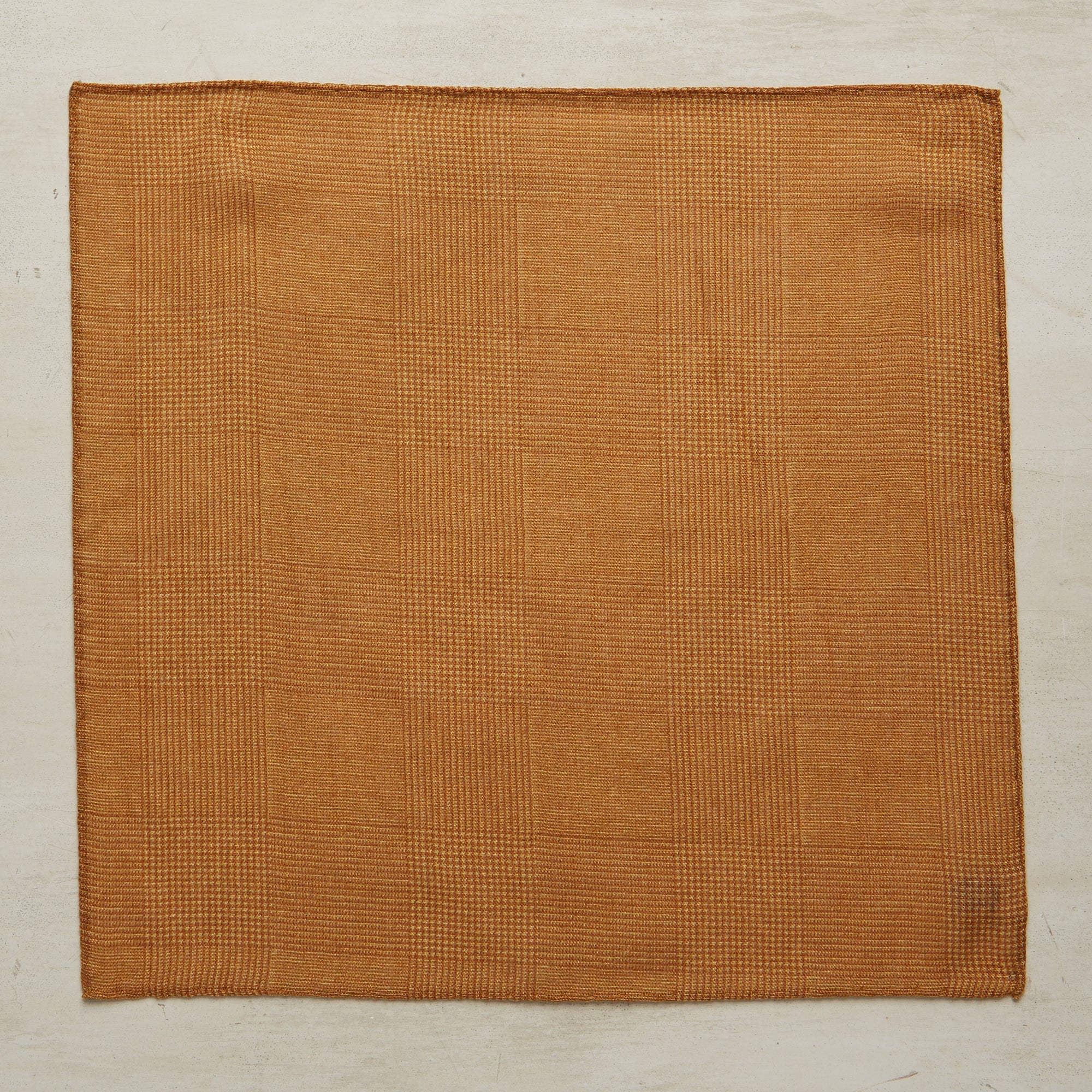 Wool And Silk Glen Check Pocket Square In Gold