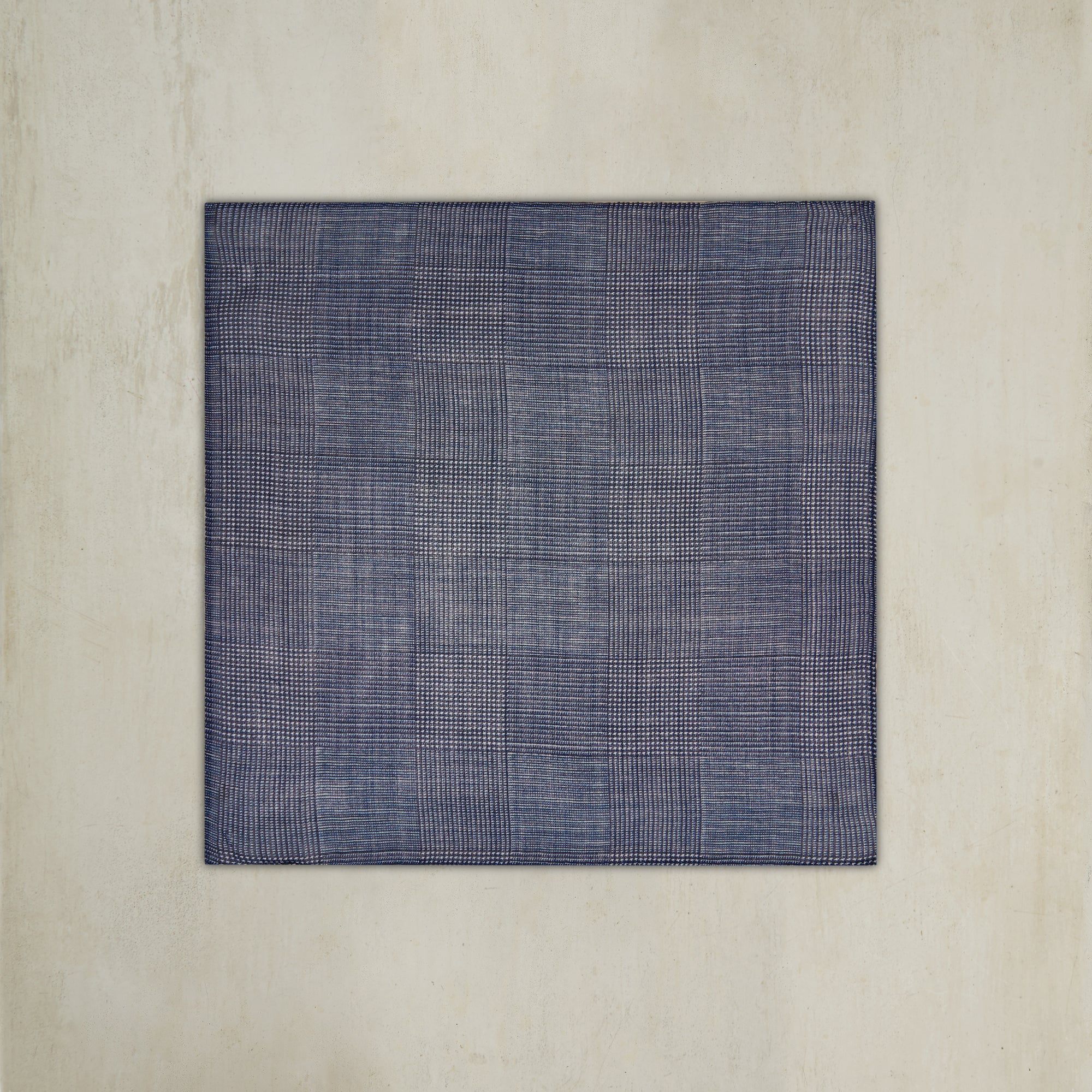 Wool And Silk Glen Check Pocket Square In Navy