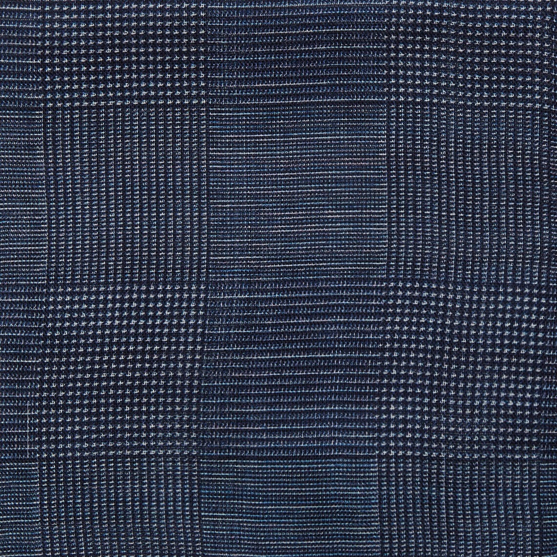 Wool And Silk Glen Check Pocket Square In Navy - Image 3