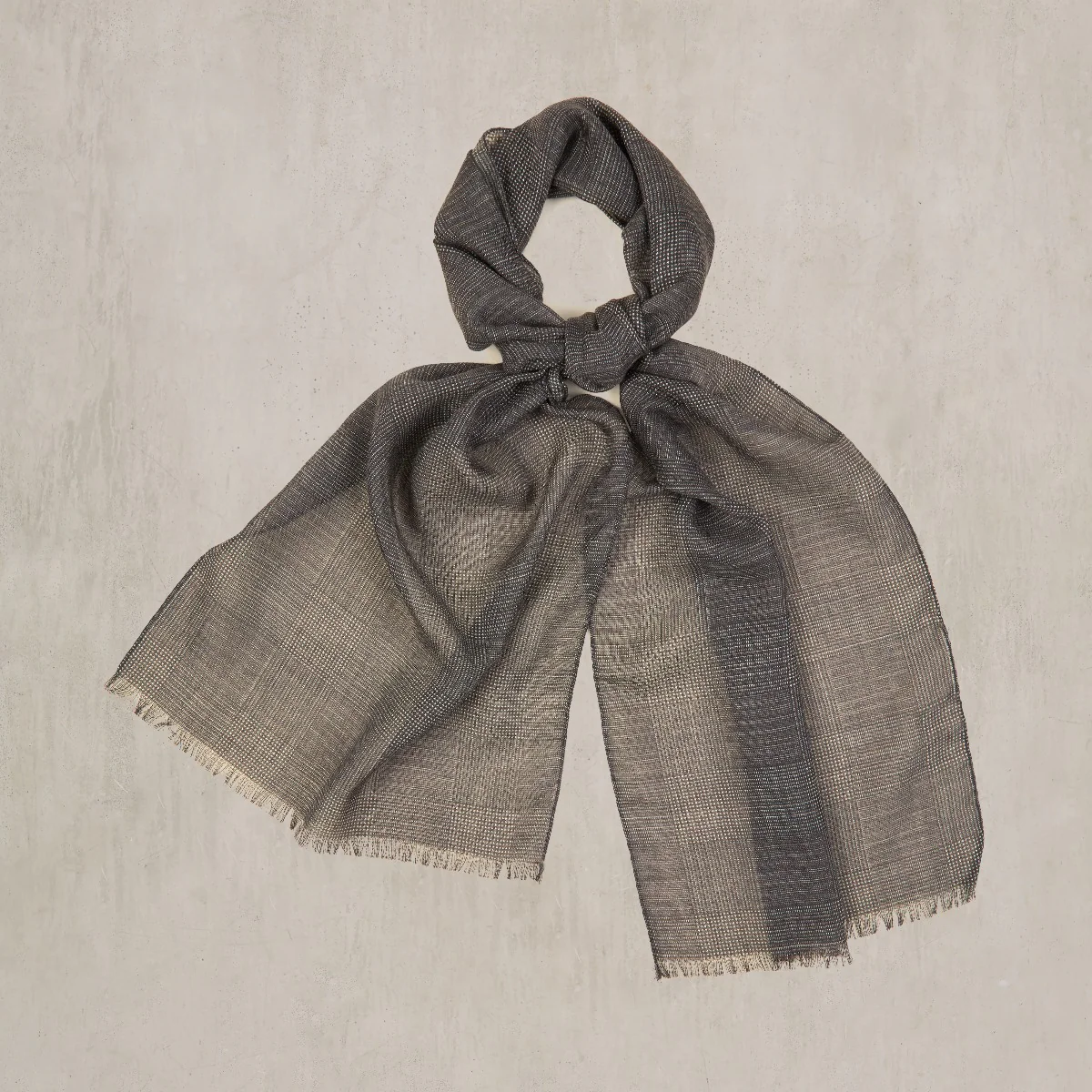Wool And Silk Glen Check Scarf In Black