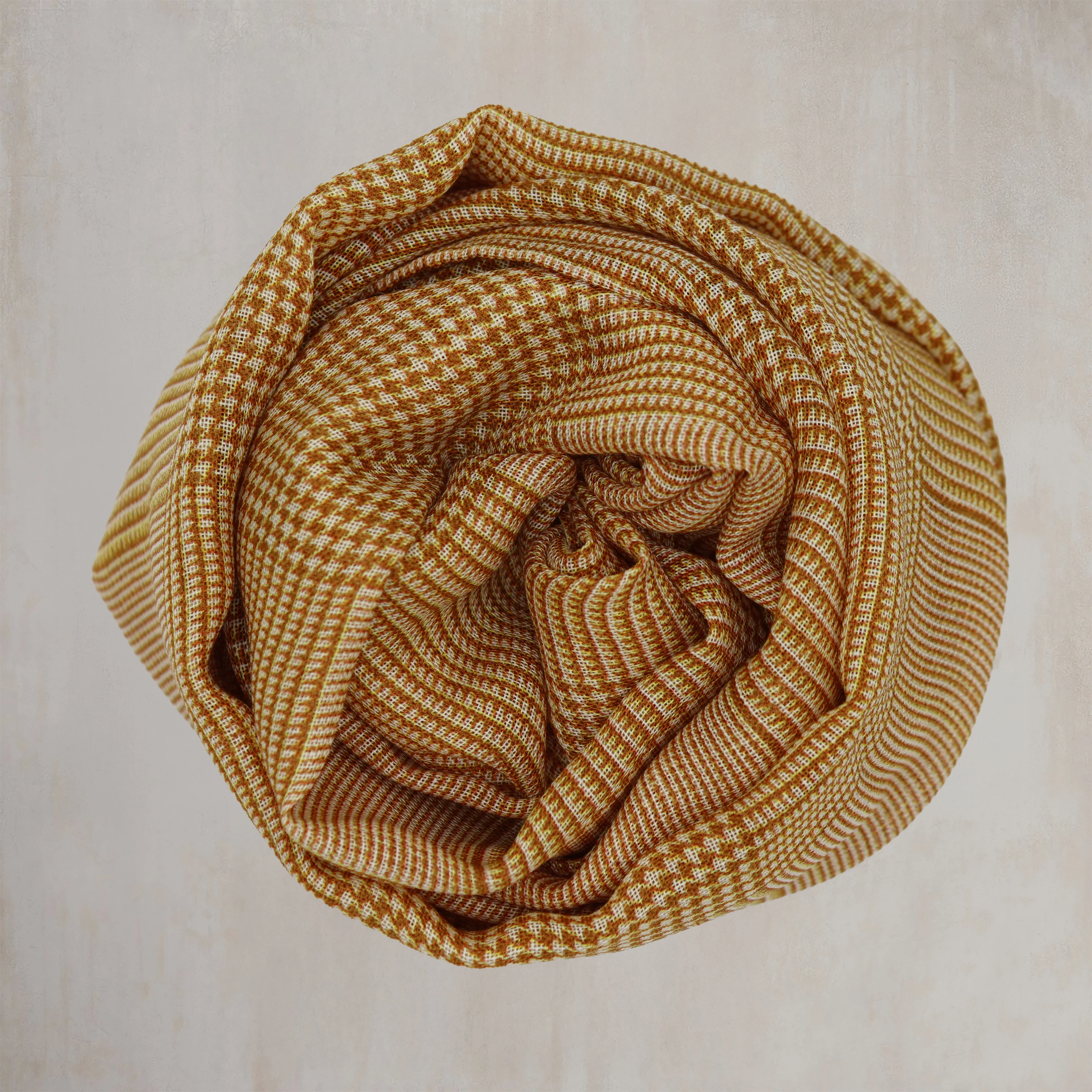 Wool And Silk Glen Check Scarf In Gold