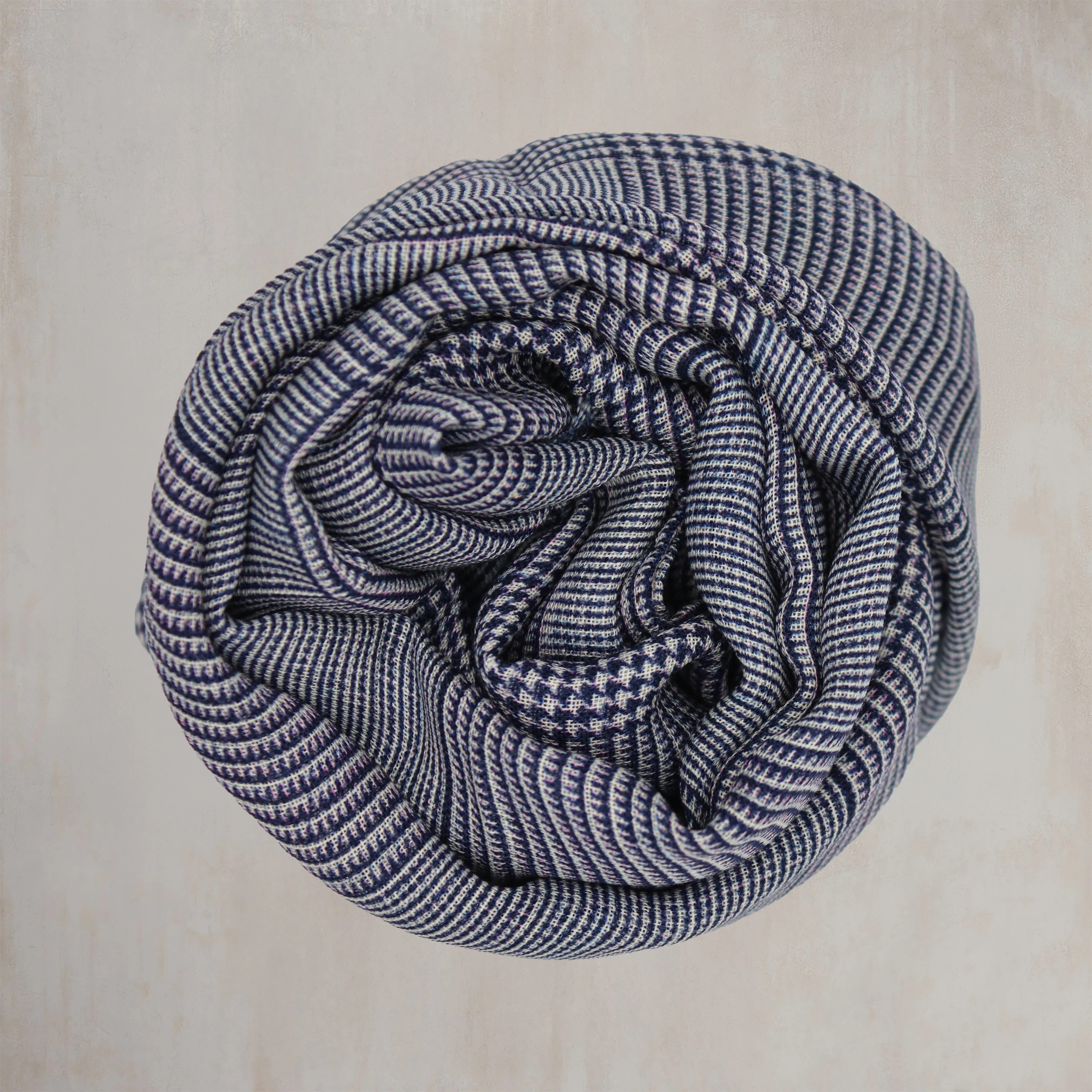 Wool And Silk Glen Check Scarf In Navy
