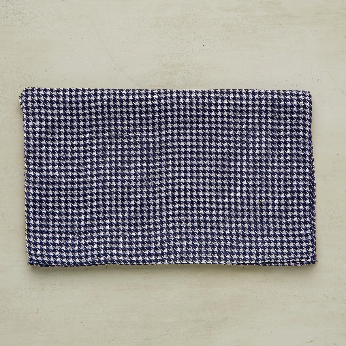 Wool And Silk Houndstooth Neckerchief In Navy