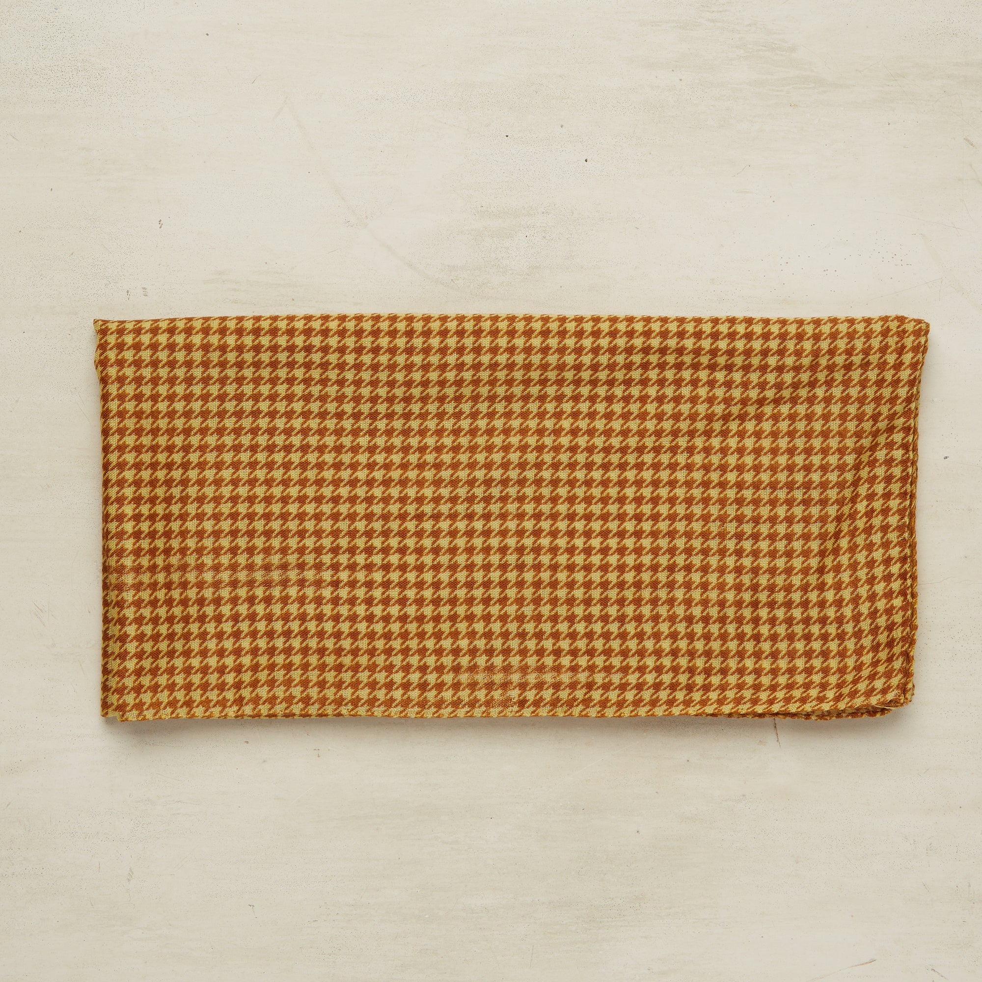 Wool And Silk Houndstooth Neckerchief In Gold - Image 2