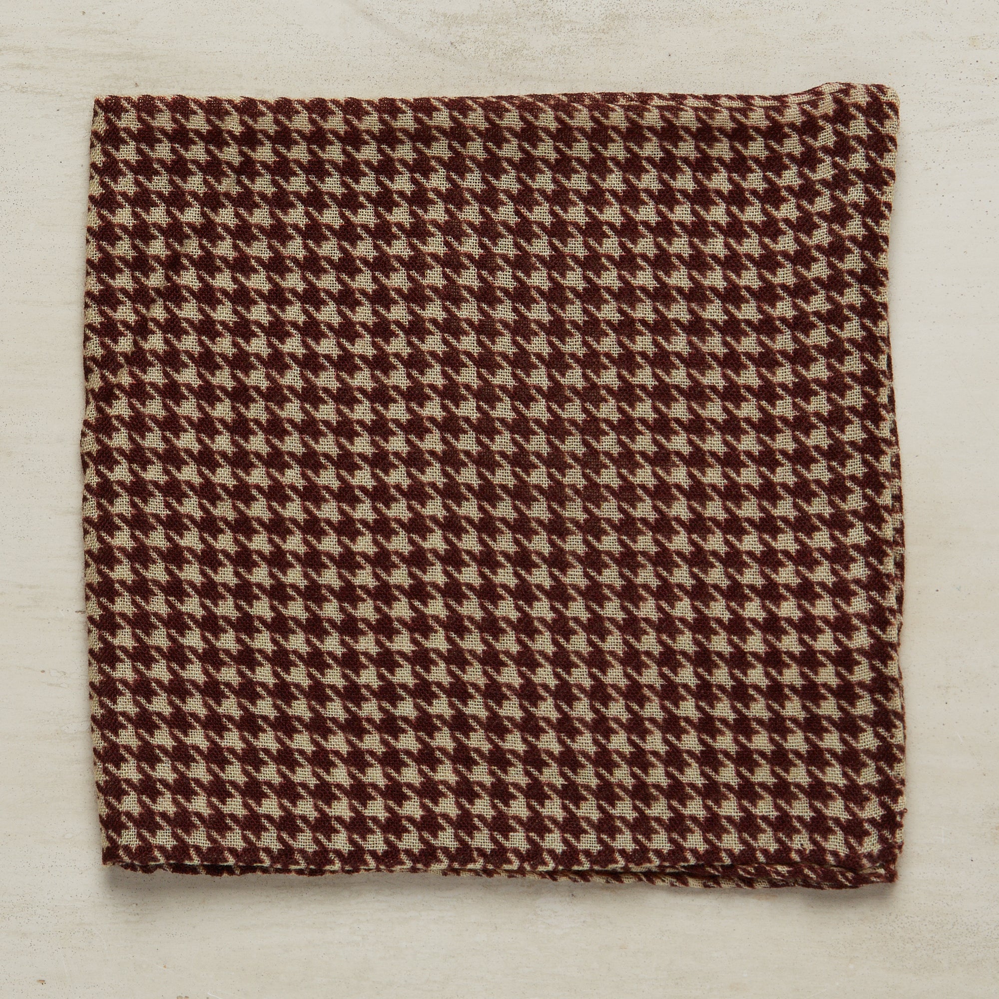 Wool And Silk Houndstooth Pocket Square In Burgundy - Image 2