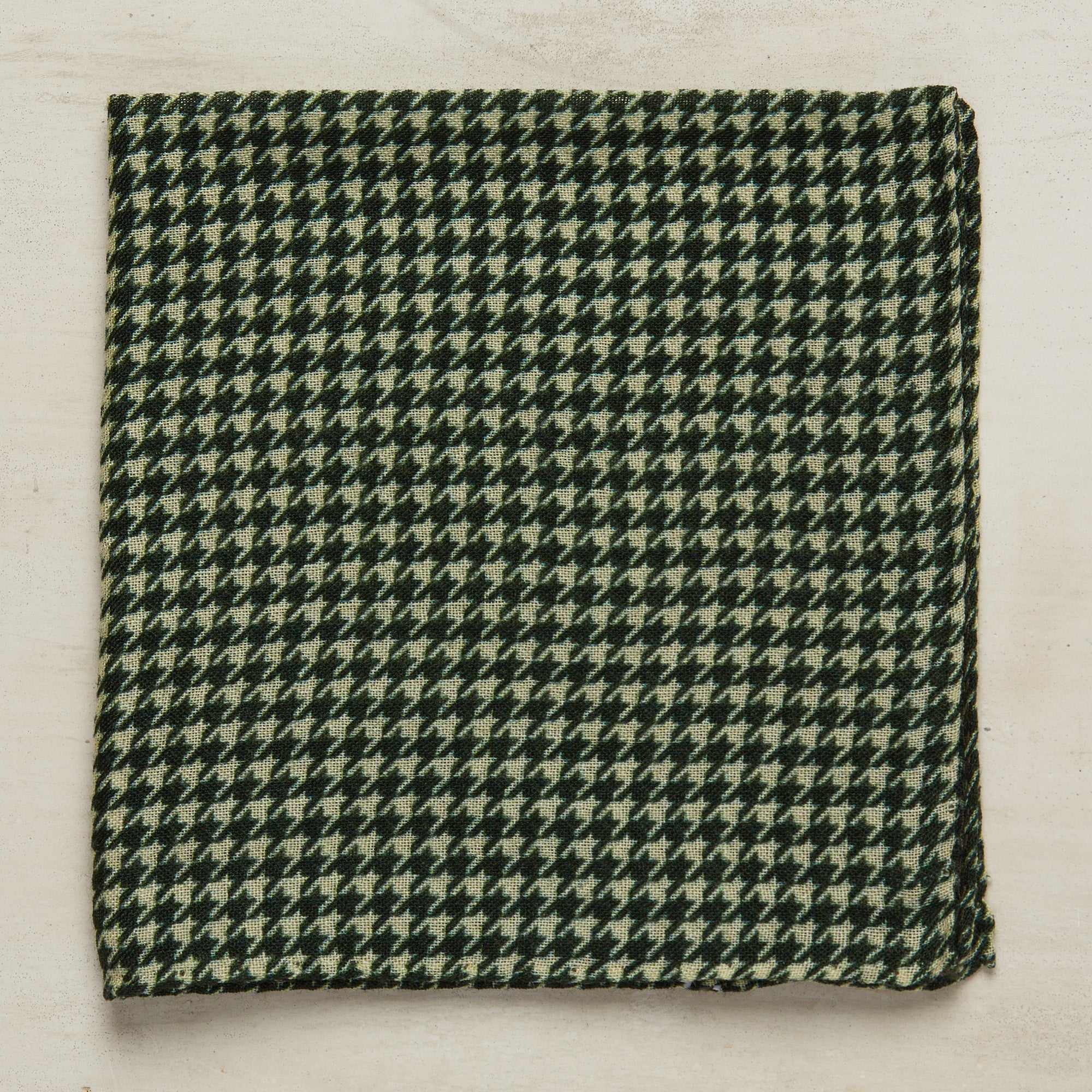 Wool And Silk Houndstooth Pocket Square In Dark Green - Image 2