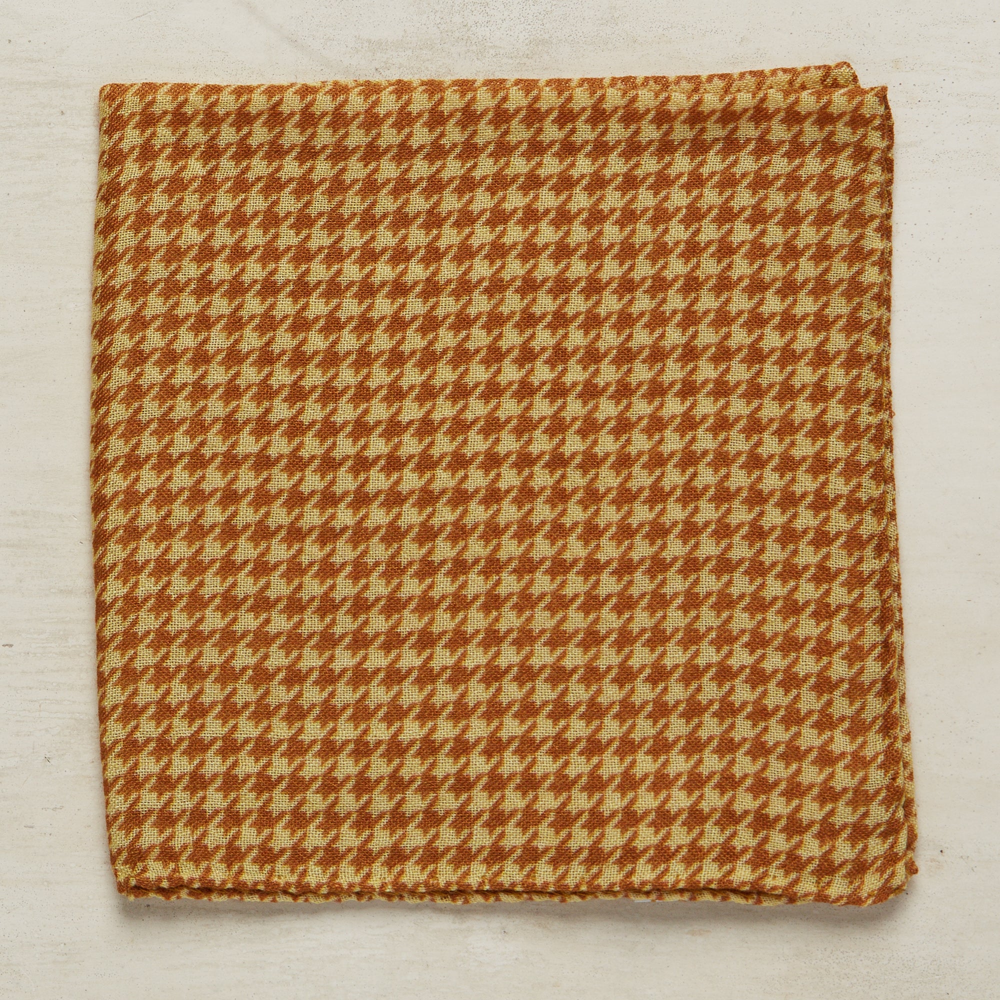 Wool And Silk Houndstooth Pocket Square In Gold - Image 2