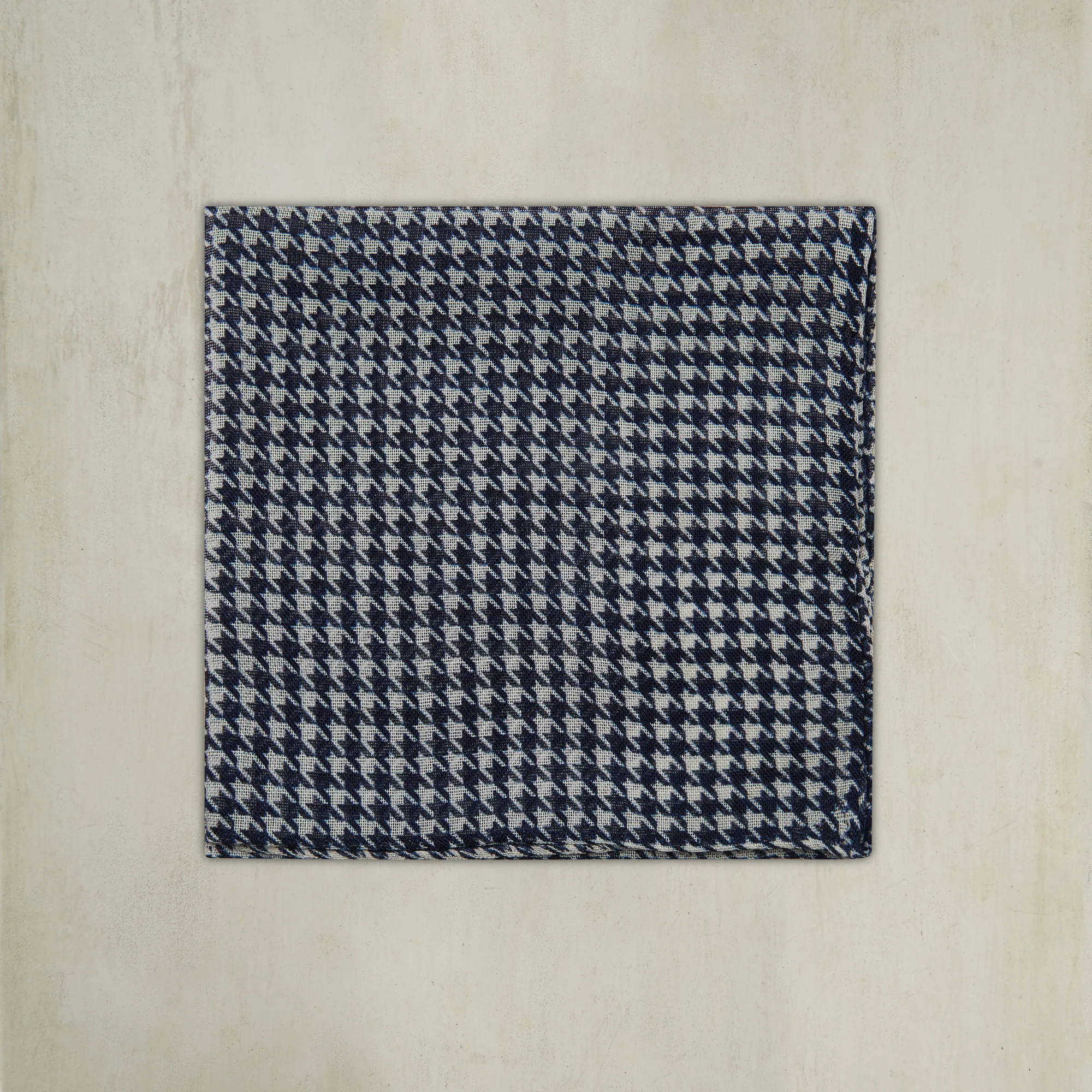 Wool And Silk Houndstooth Pocket Square In Navy - Image 2