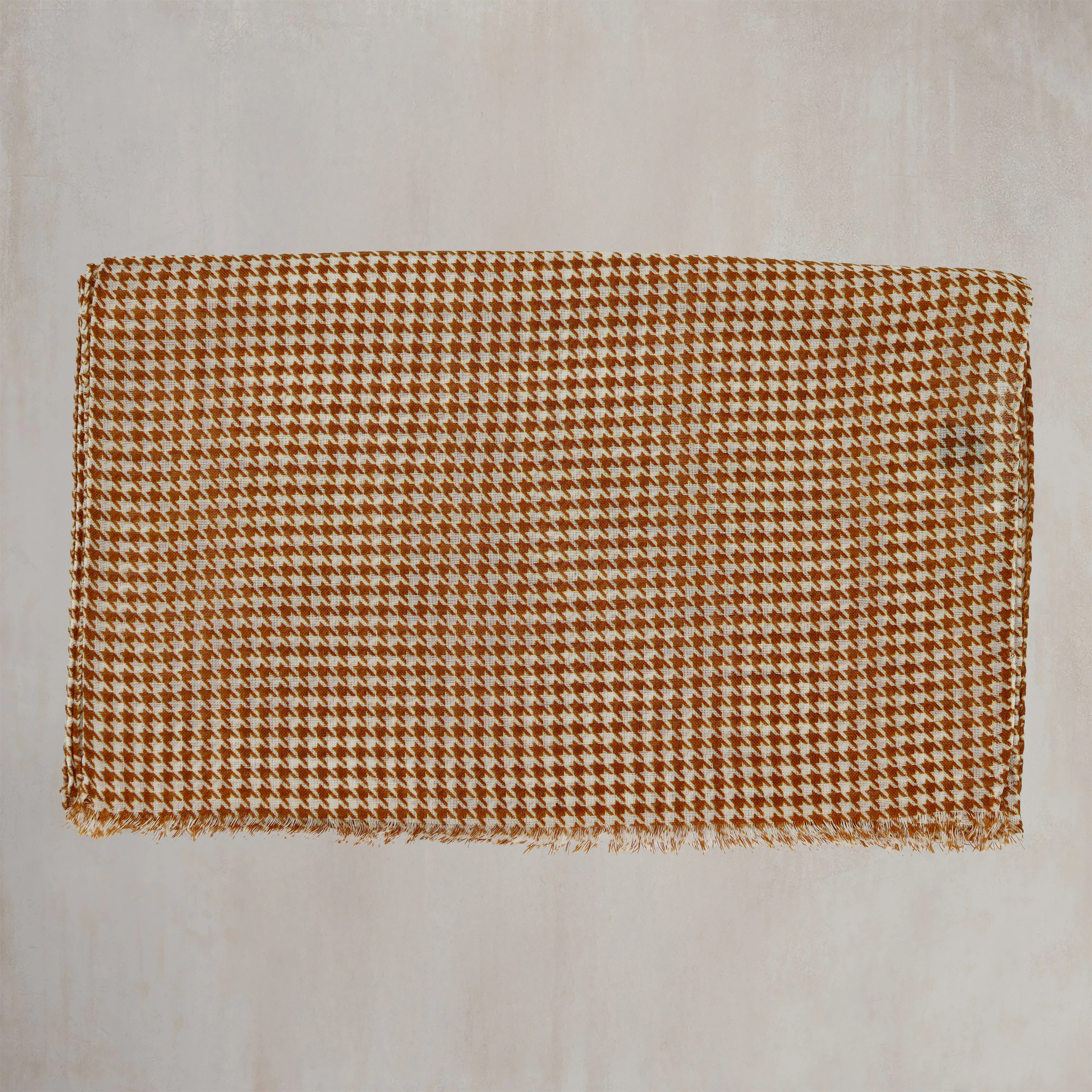 Wool And Silk Houndstooth Scarf In Gold - Image 2