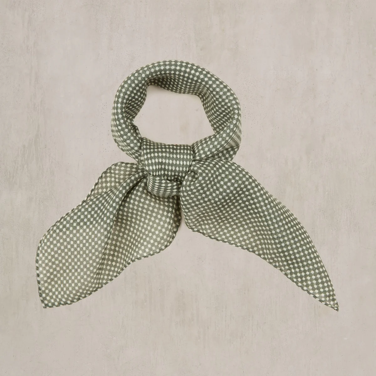 Wool And Silk Neckerchief With Medium Spots In Dark Green