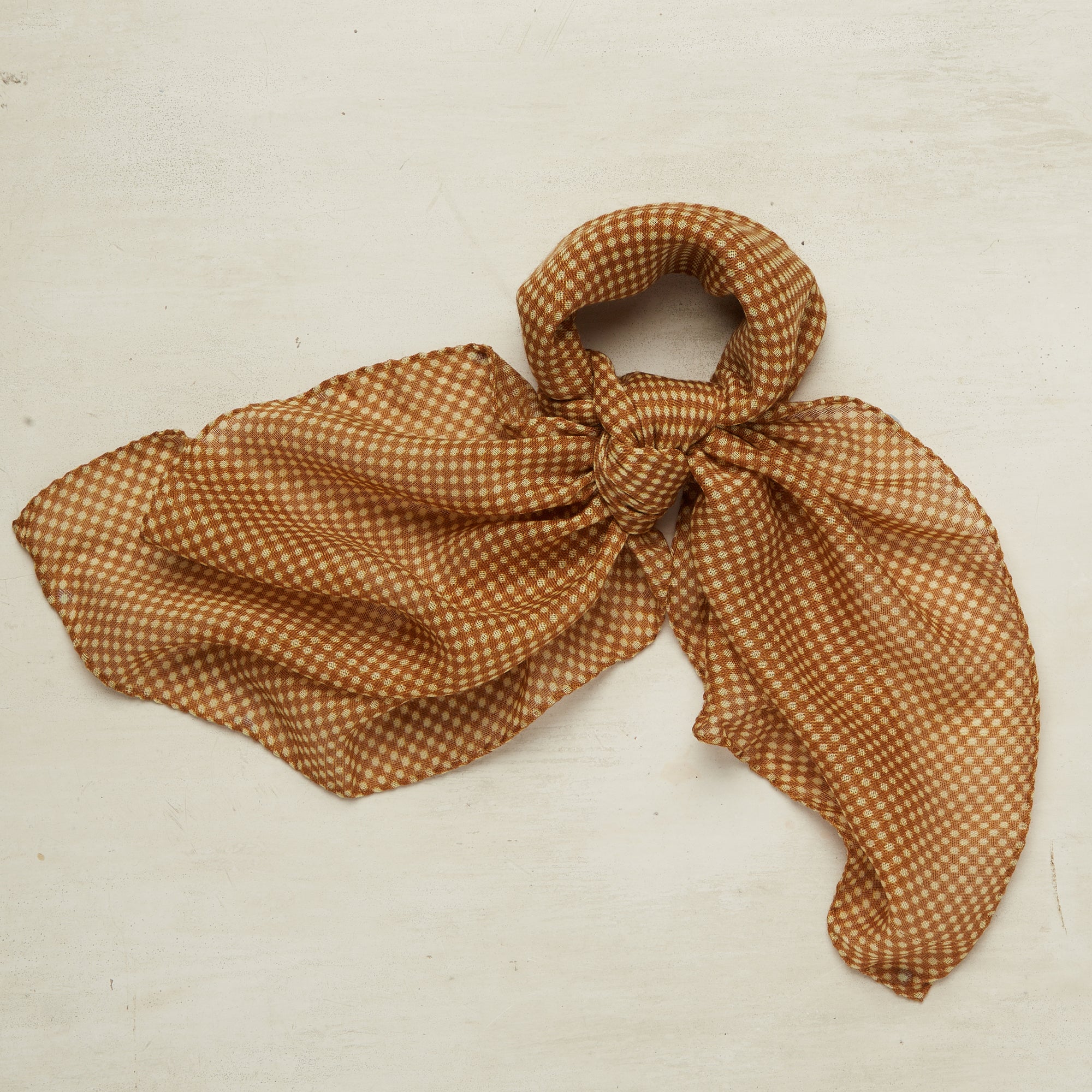 Wool And Silk Neckerchief With Medium Spots In Gold