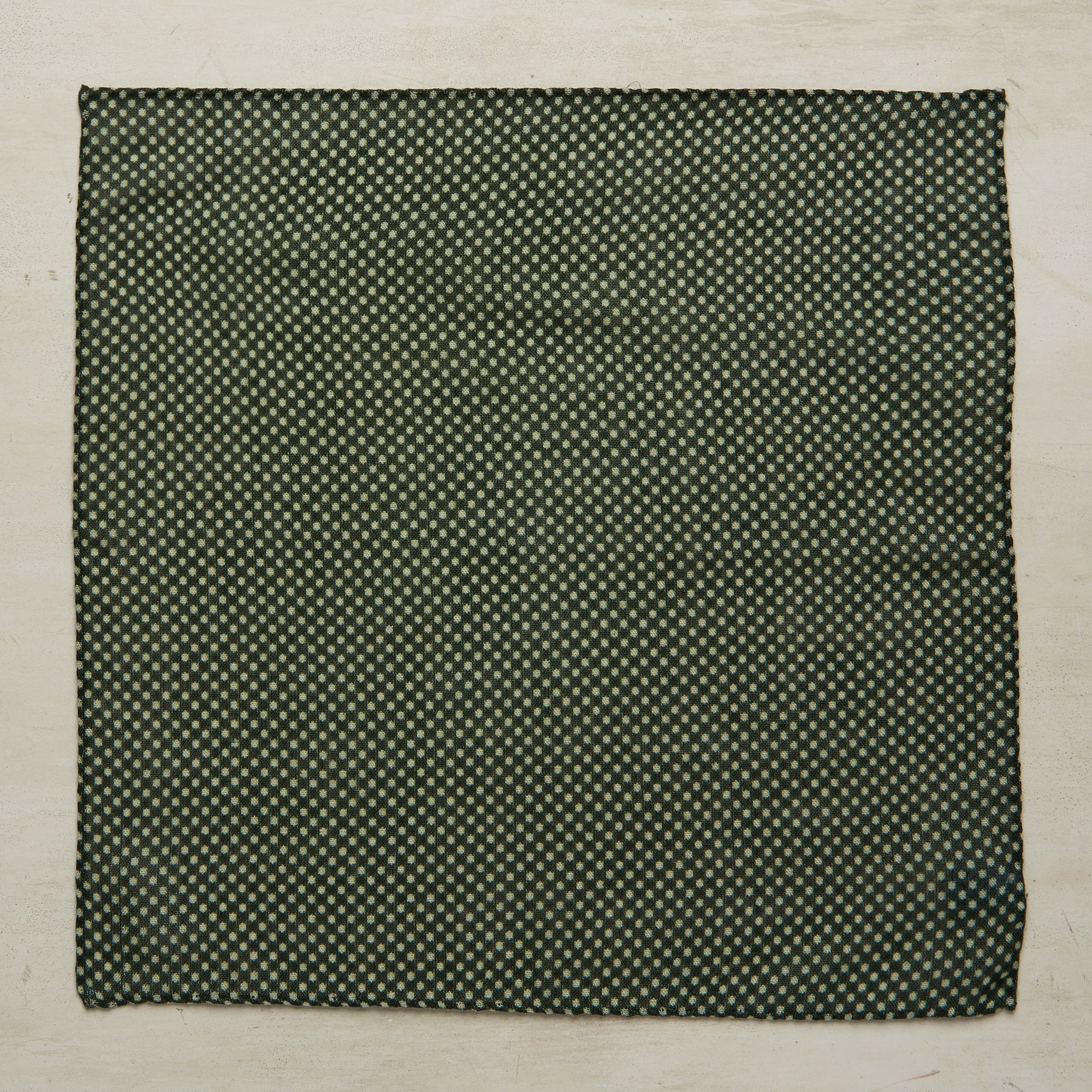 Wool And Silk Pocket Square With Medium Spots In Dark Green