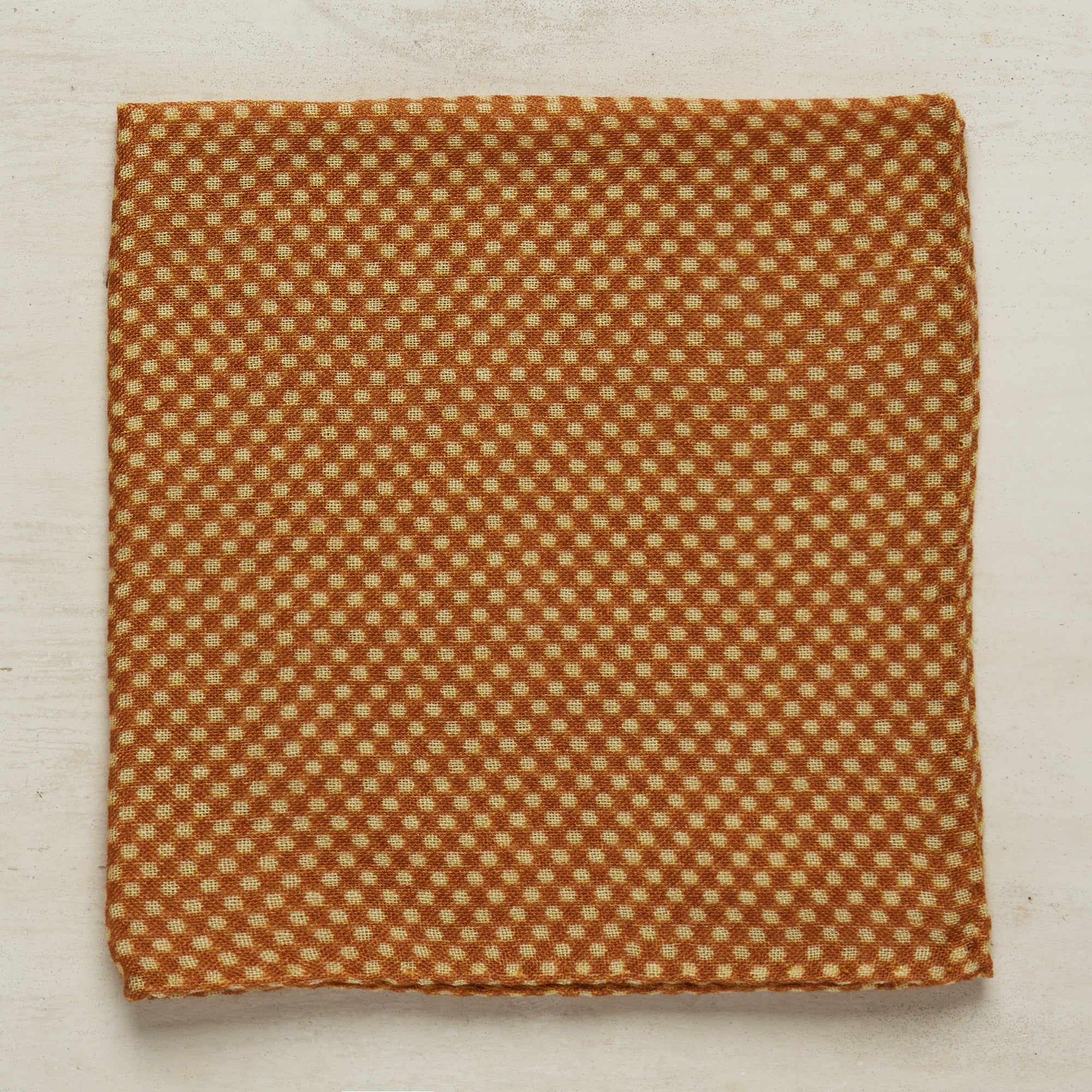 Wool And Silk Pocket Square With Medium Spots In Gold - Image 2