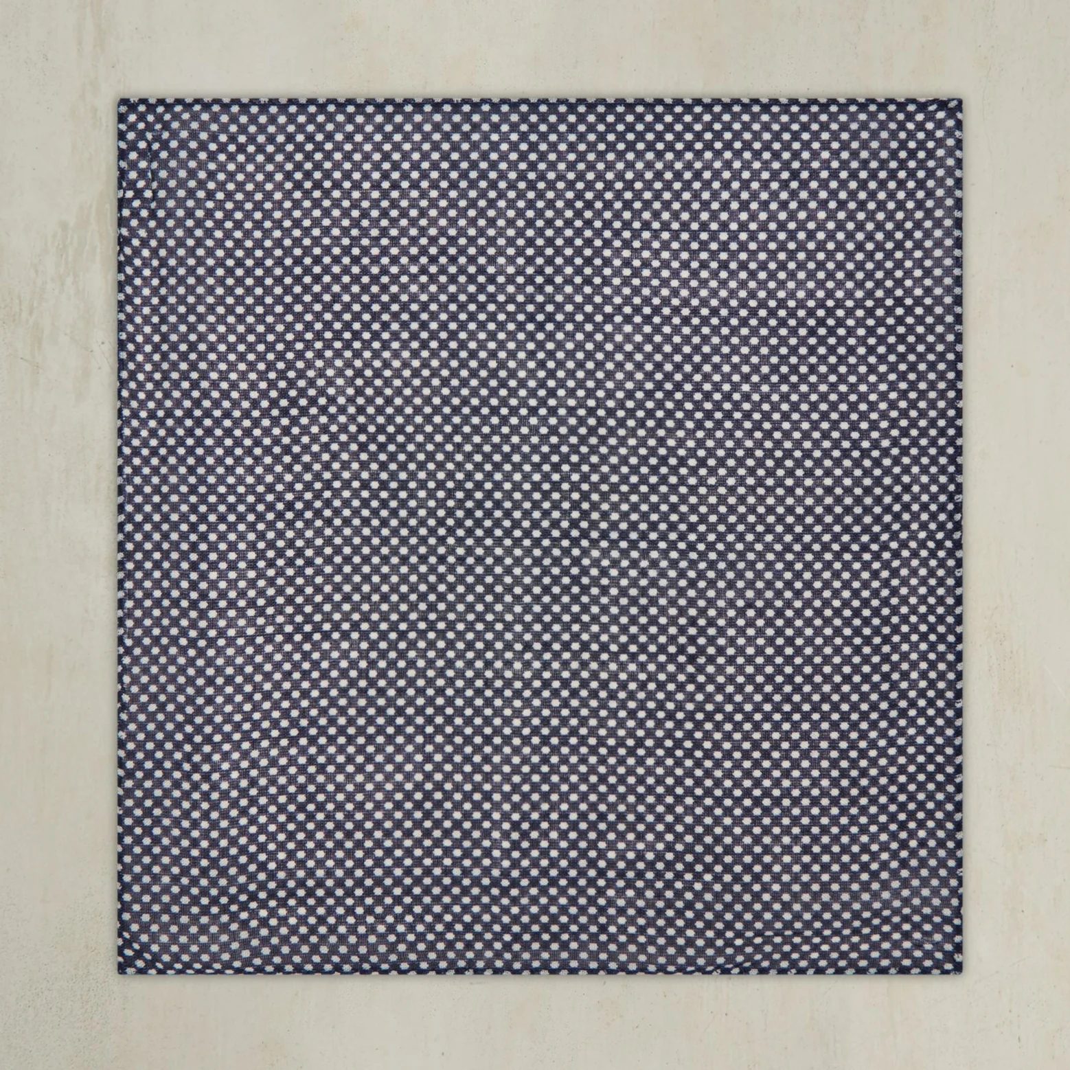 Wool And Silk Pocket Square With Medium Spots In Navy