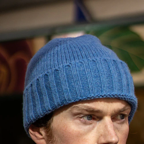 Woollen Beanie Hat In Cornflower - Image 3