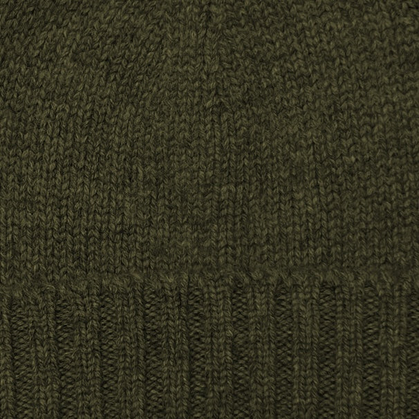 Woollen Beanie Hat In Khaki - Image 2