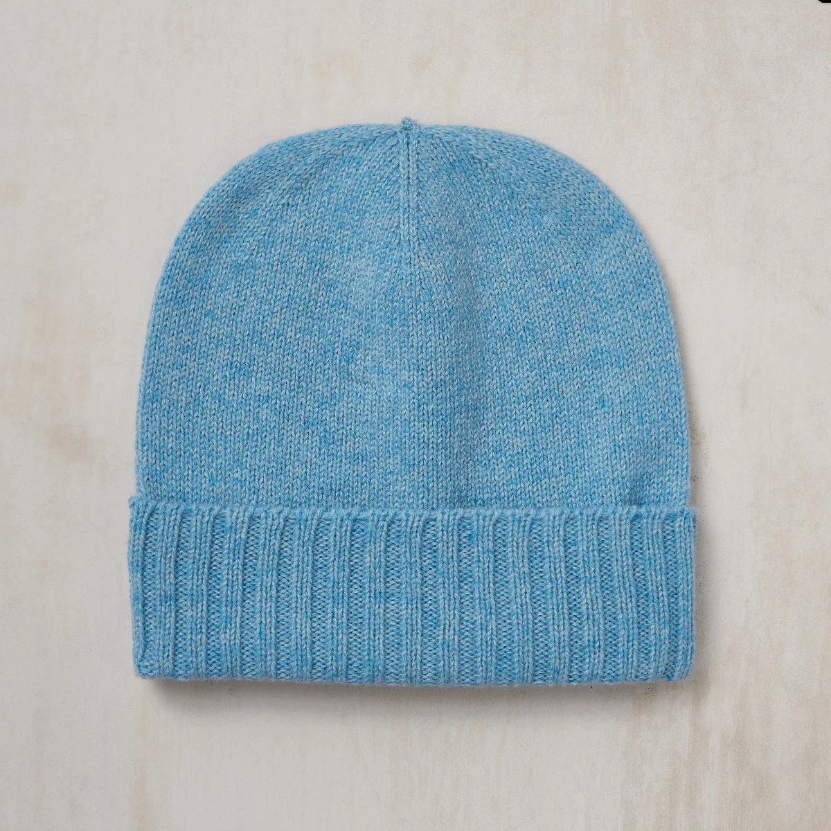 Woollen Beanie Hat In Light Sky