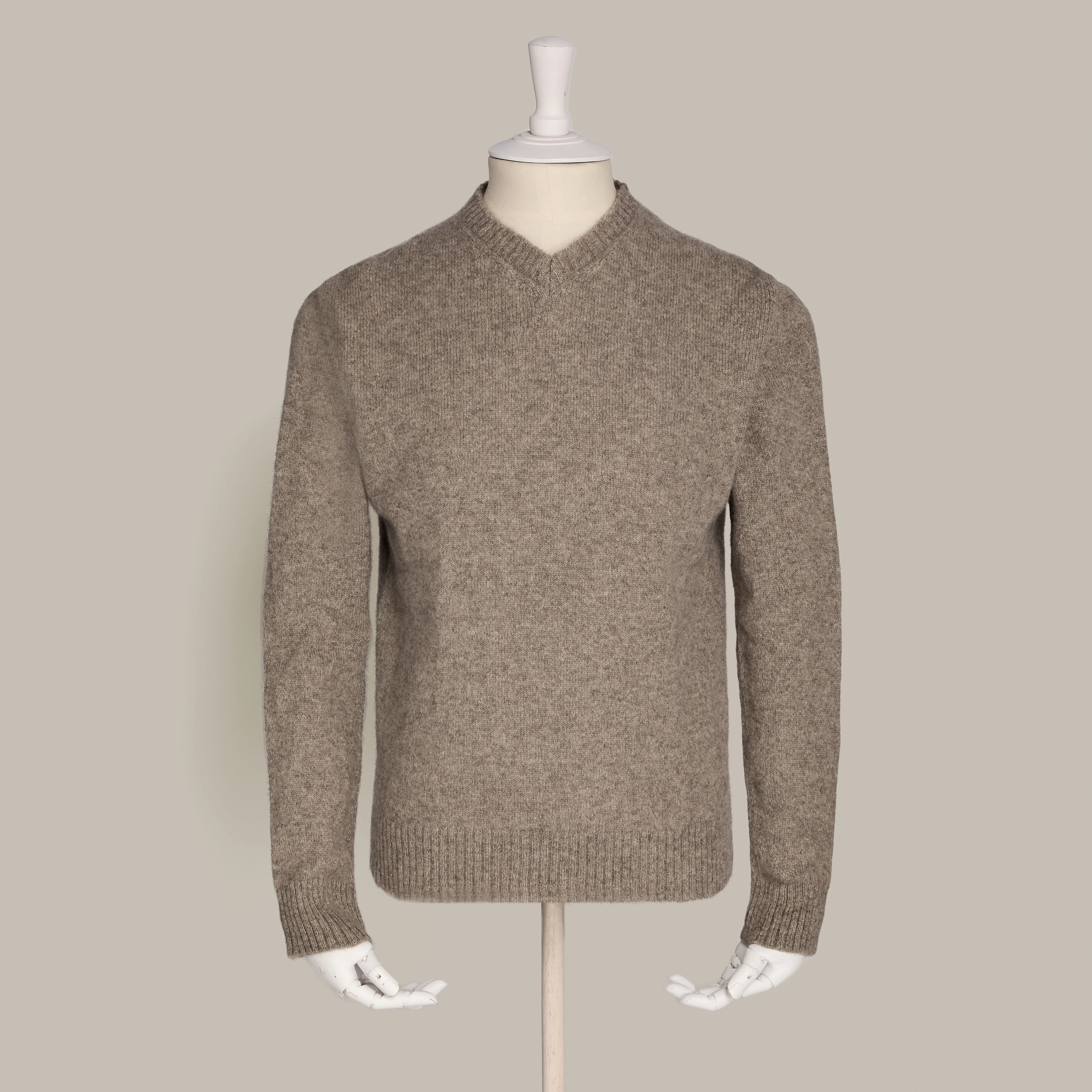 Yak V-Neck Sweater in Dk Natural